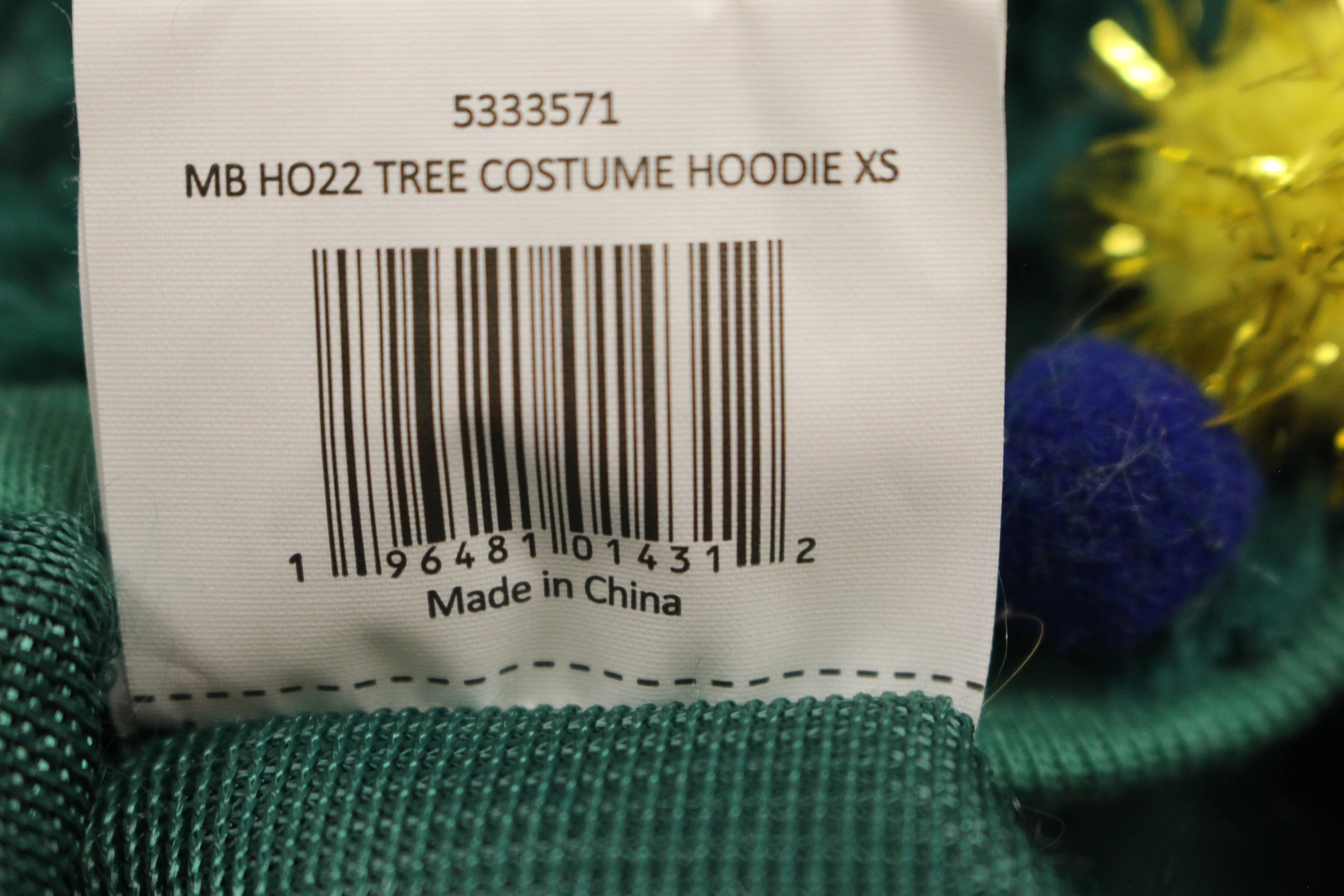 Merry & Bright Tree Dog Hoodie Costume - X Small - Used - Image 3