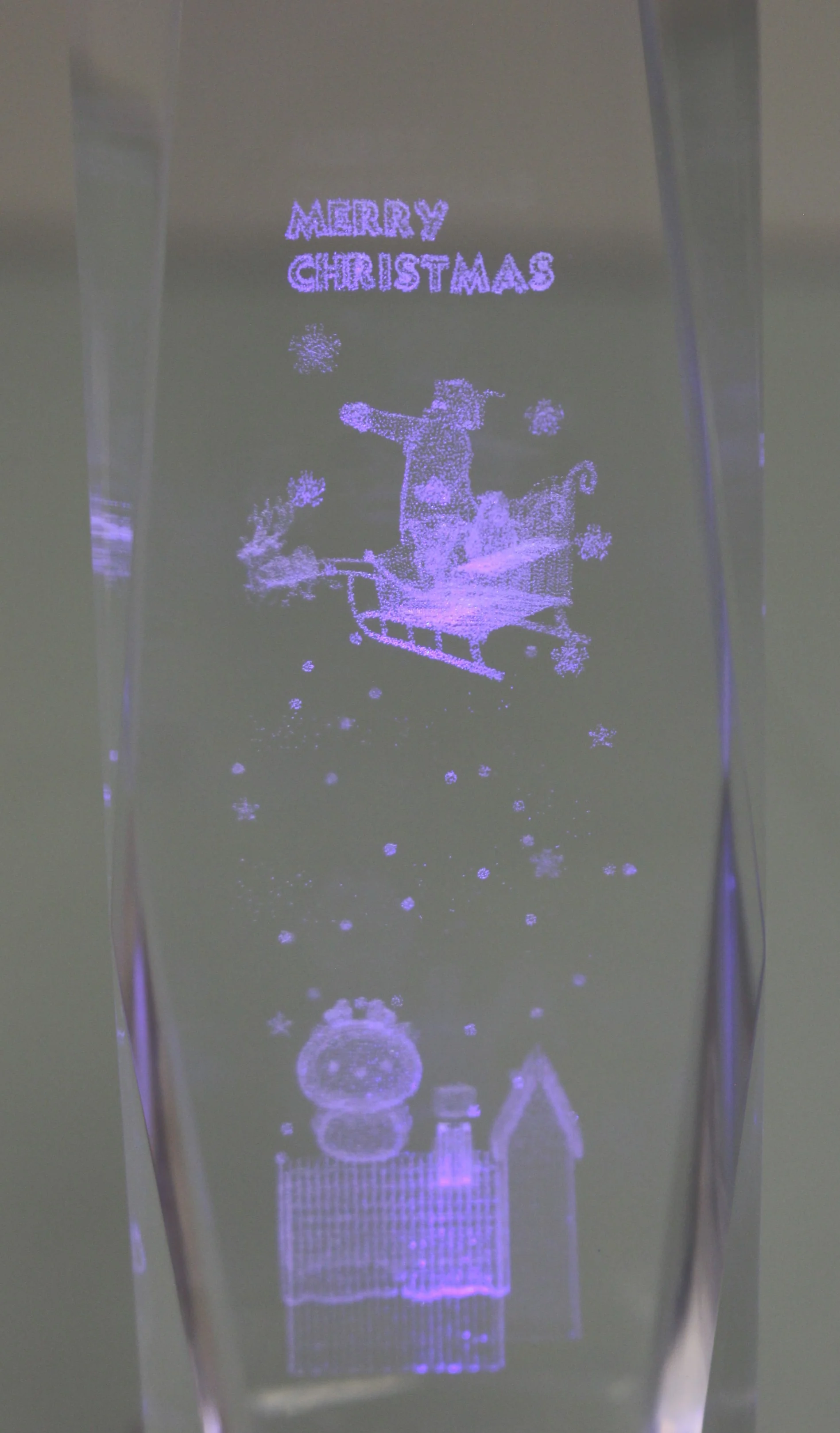 Merry Christmas Santa 3D Crystal Glass Paperweight with Multi-Color Light - New - Image 3