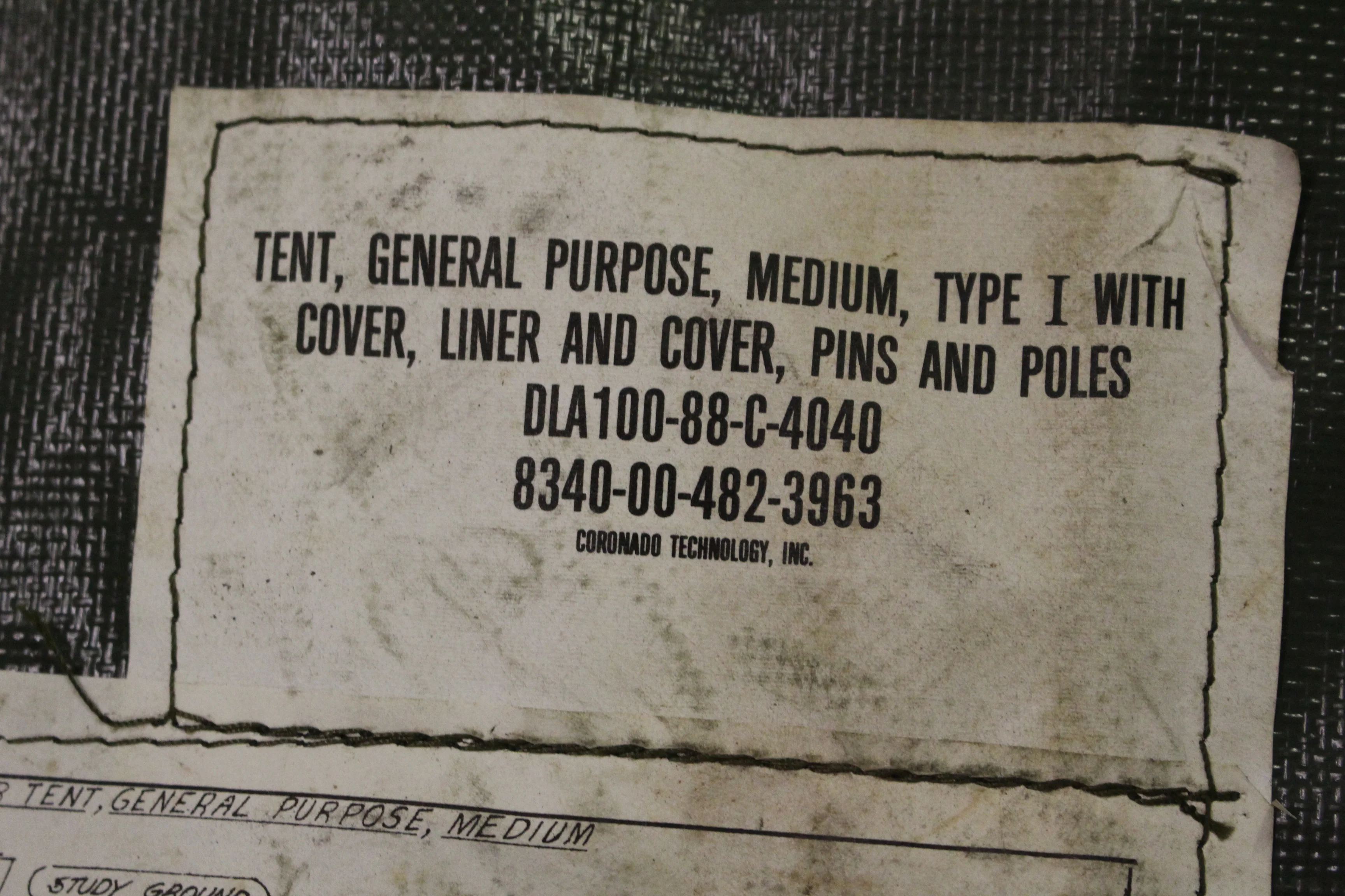 Military General Purpose Tent Replacement Section - Medium - 8340-00-482-3963 - Vinyl - Image 4