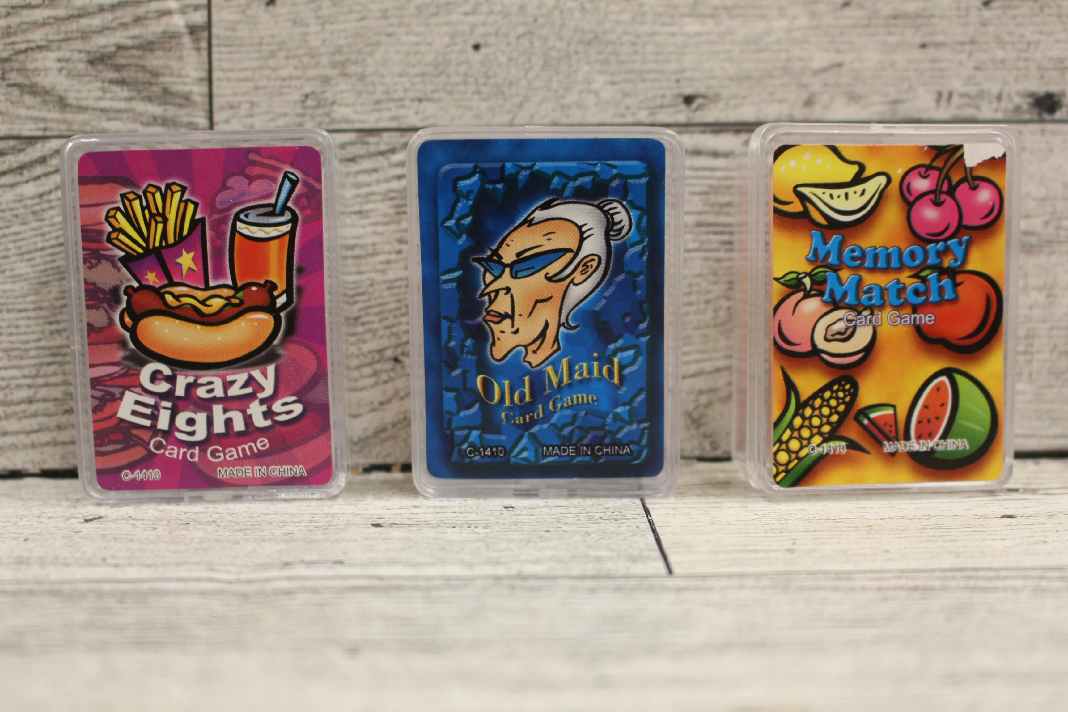 Minature Mini Card Games in Case - Choose Crazy Eights, Memory Match, Old Maid