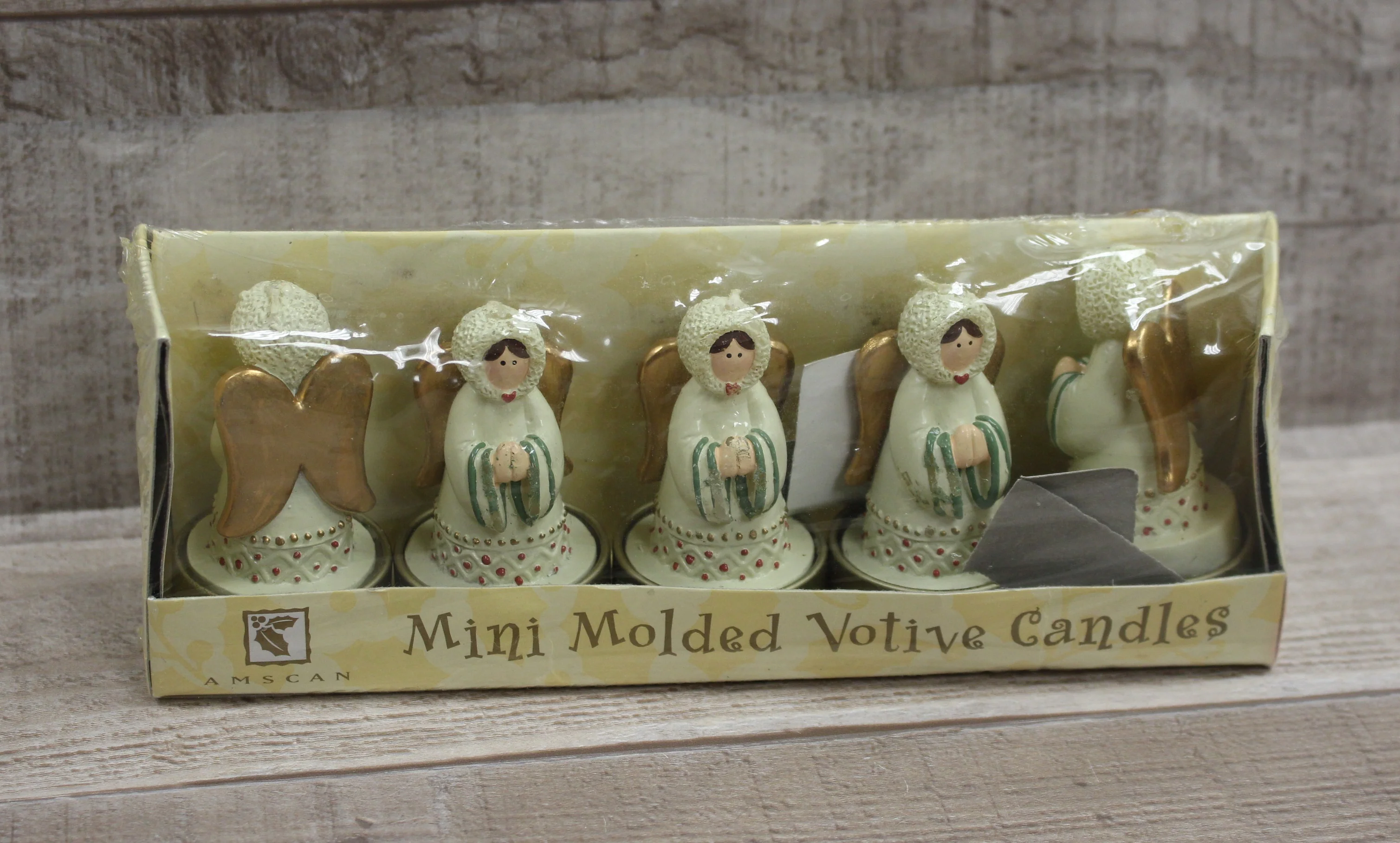 Mini Molded Chandelles Votive Moulees Candles - Set of 5 - Angles - New