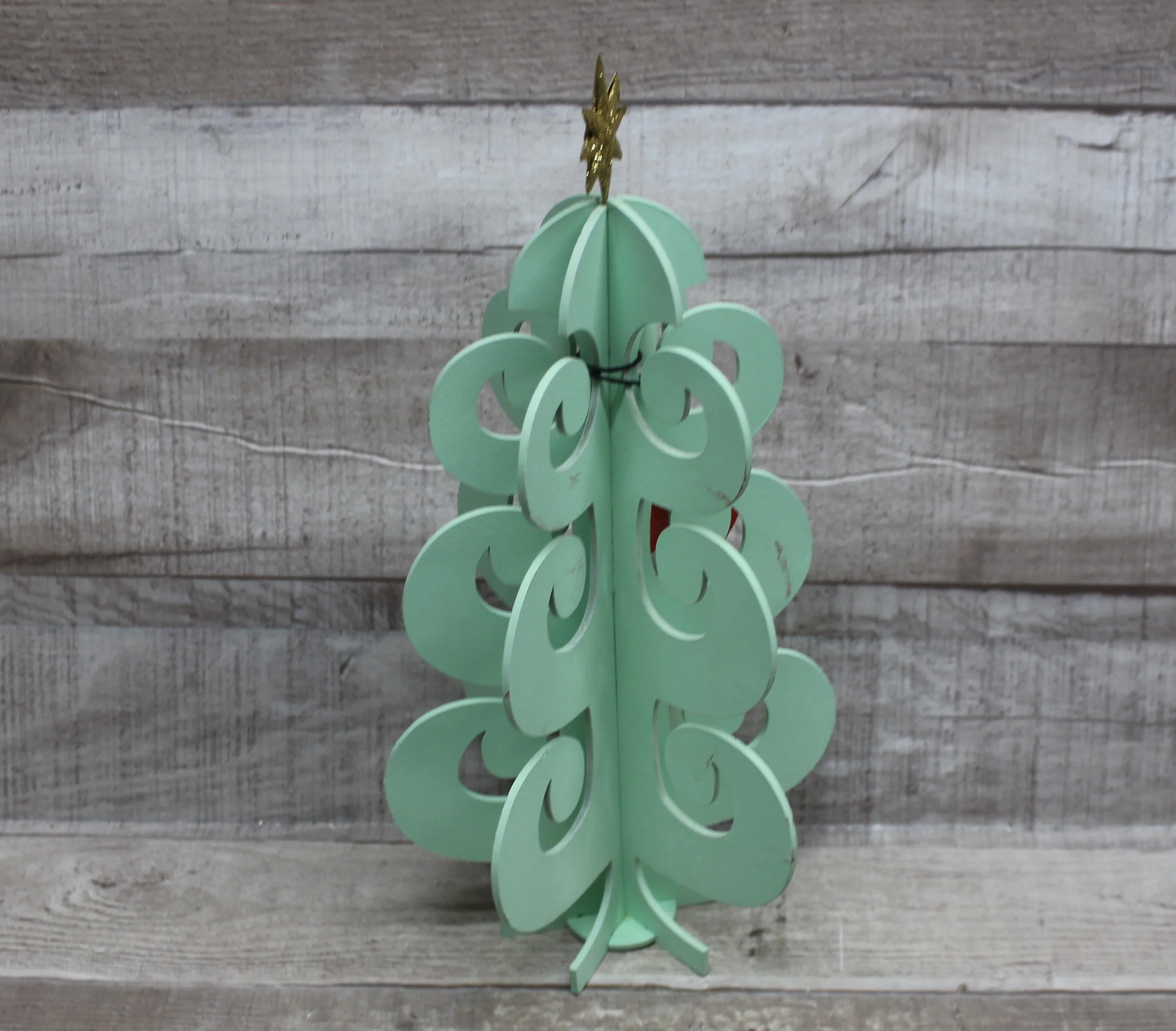 Miniature Wooden Tree Décor -Green -New