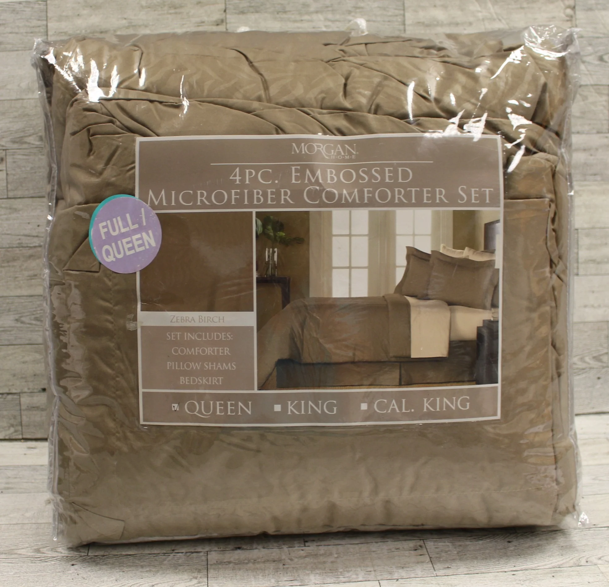 Morgan 4 Pc. Embossed Microfiber Comforter Set - Queen - Zebra Birch - New