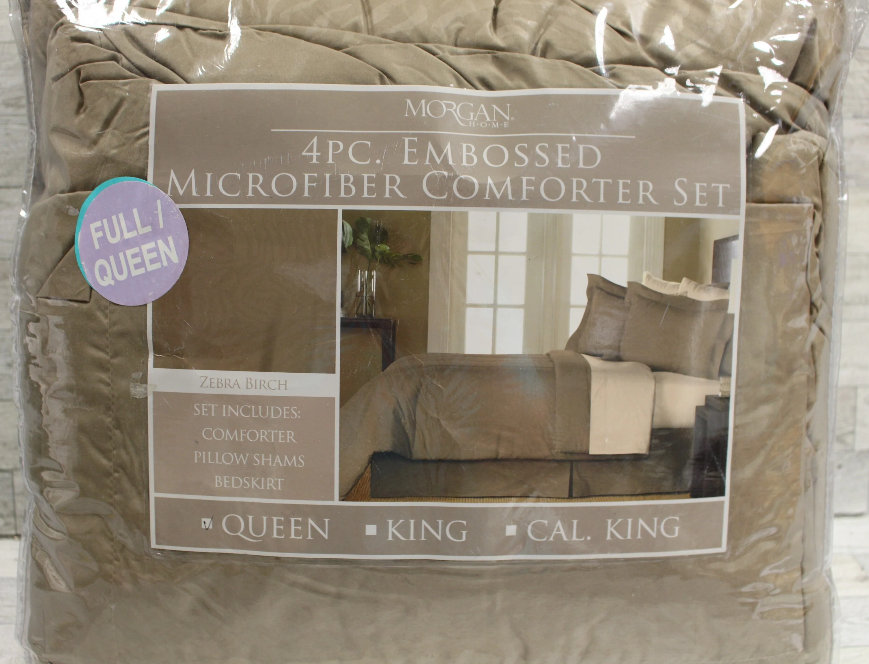 Morgan 4 Pc. Embossed Microfiber Comforter Set - Queen - Zebra Birch - New - Image 3