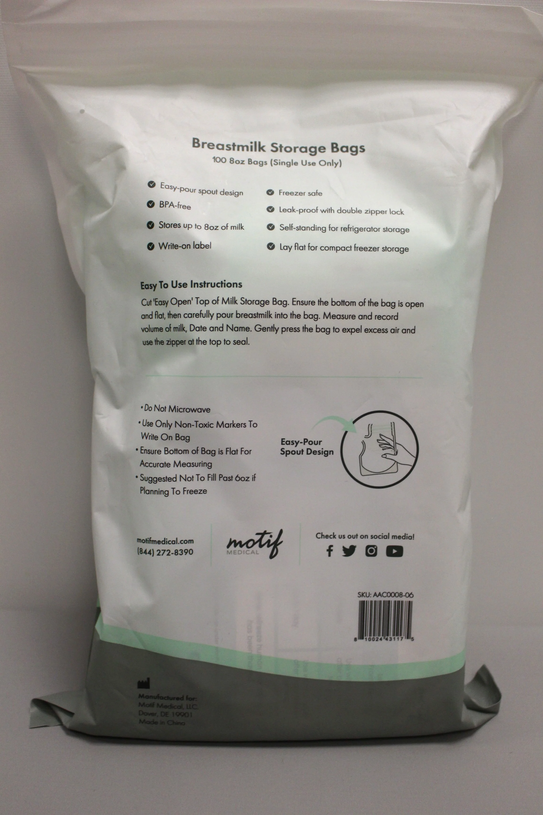 Motif Medical Breastmilk Storage Bags - 100 Count - New - Image 2