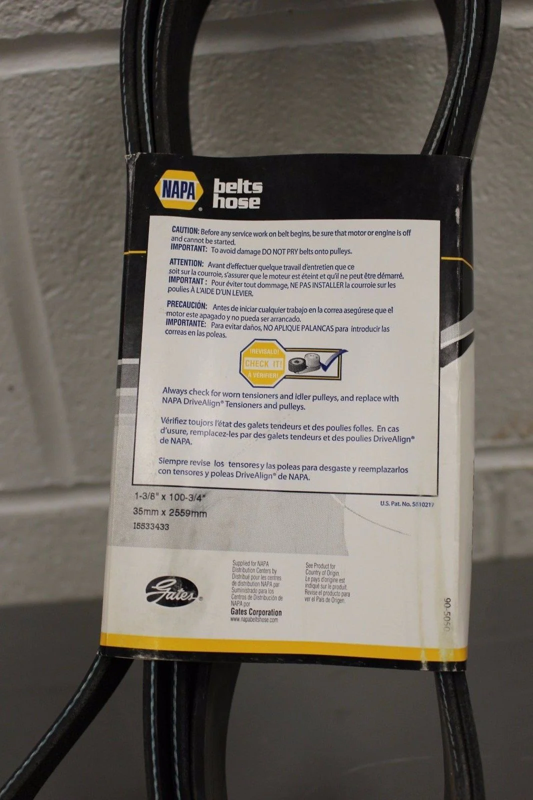 NAPA 101001 Belt, 1 3/8" x 100 3/4", NEW! - Image 3