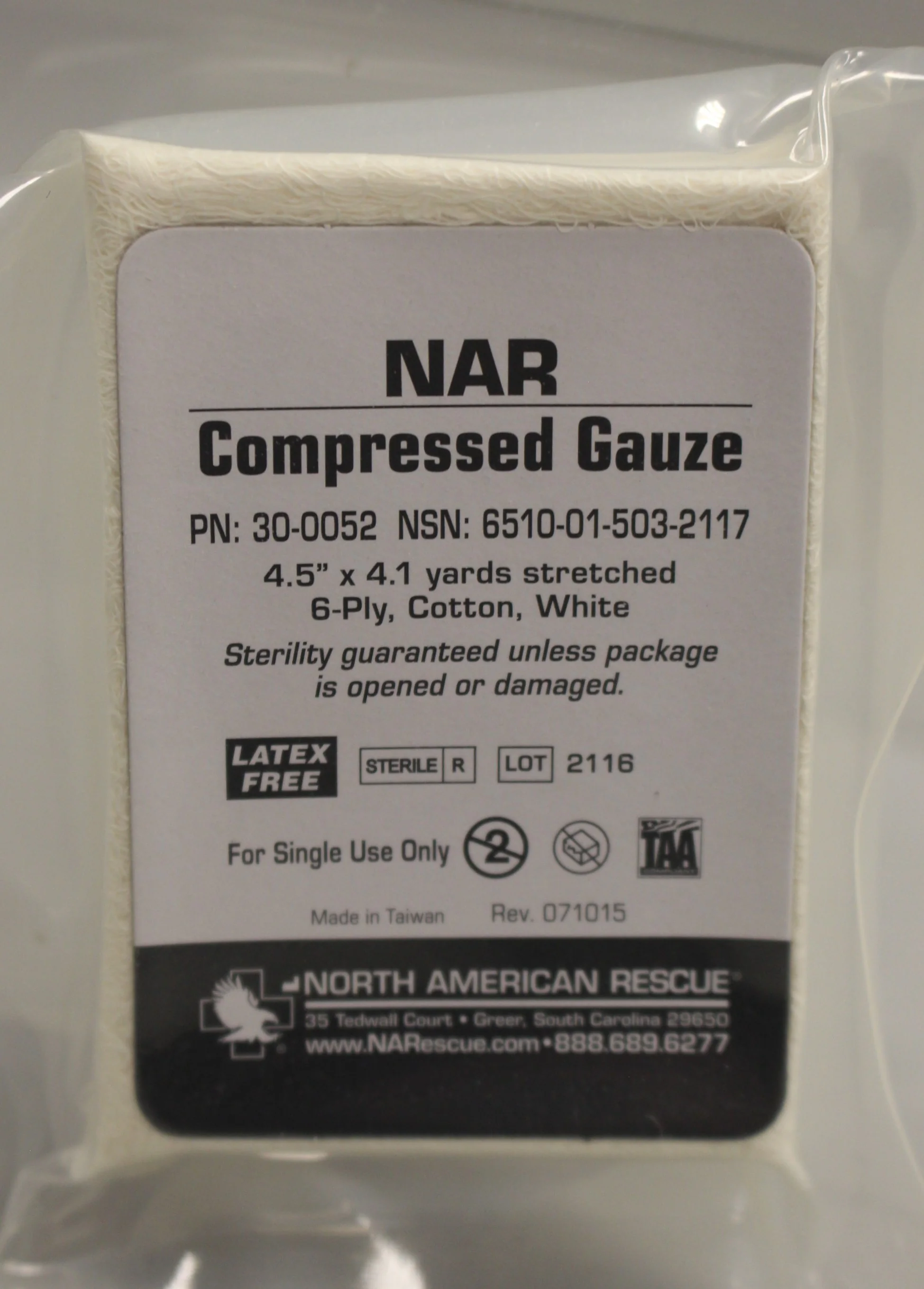 NAR North American Rescue Compressed Gauze - 4.5" x 4.1 Yards - 6-Ply - New - Image 2