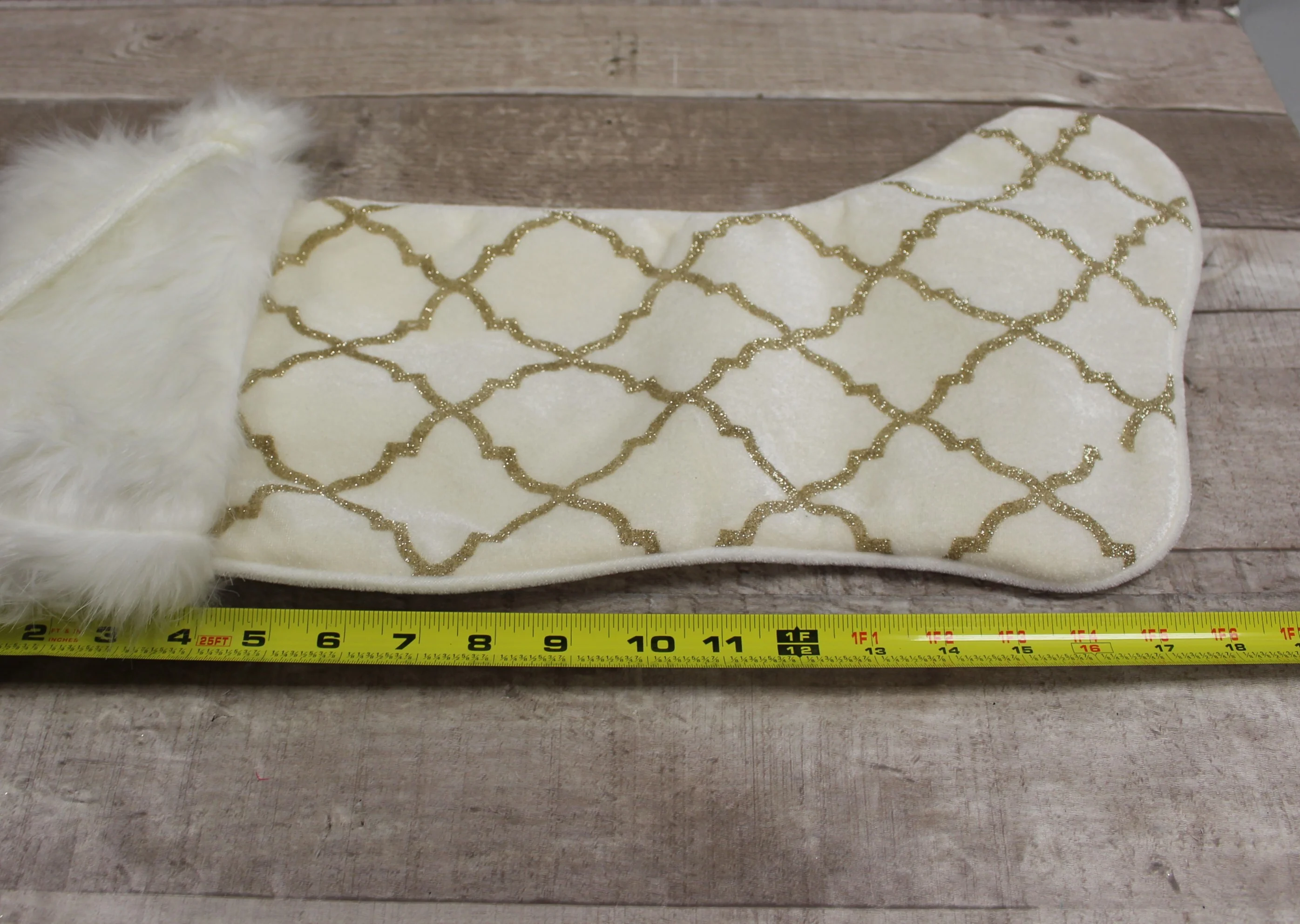 New Traditions White with Gold Christmas Stocking - 20" Long - Used - Image 5