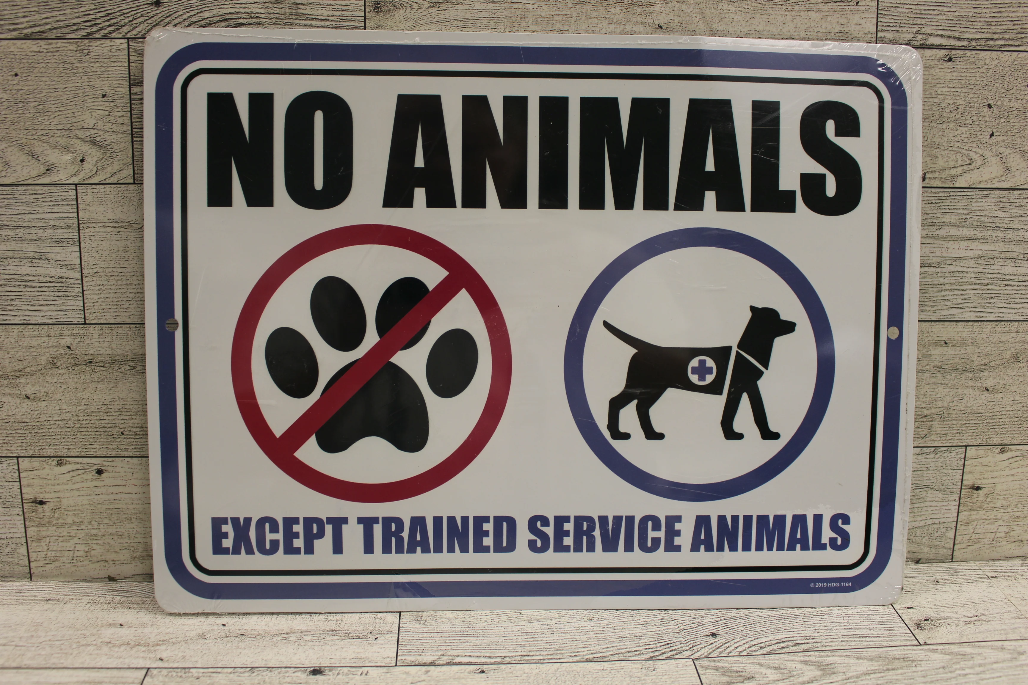 "No Animals Except trained Service Animals" Metal Sign - 12" x 9" - New
