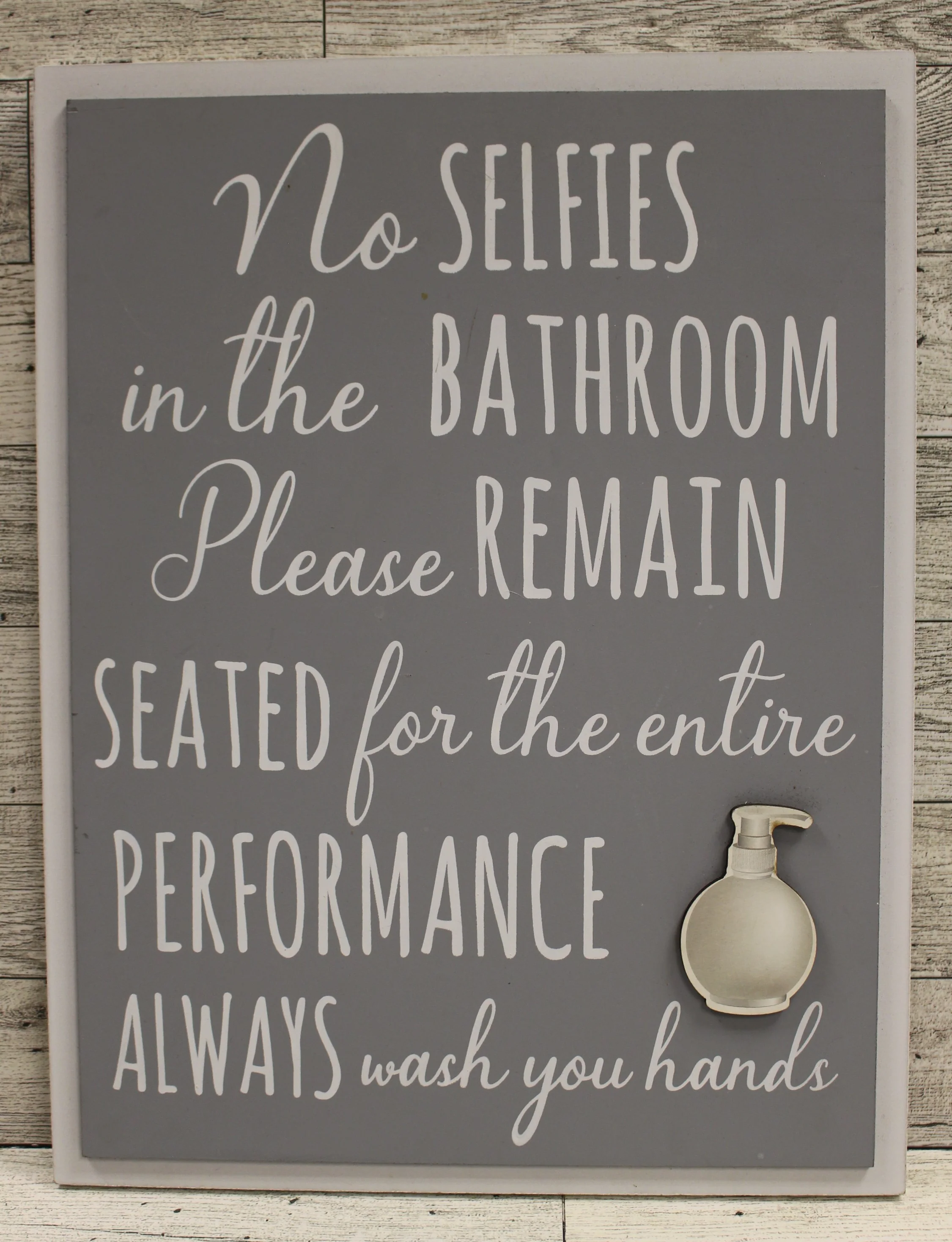 No Selfies In The Bathroom Please Remain Seated For The Entire Performance Sign