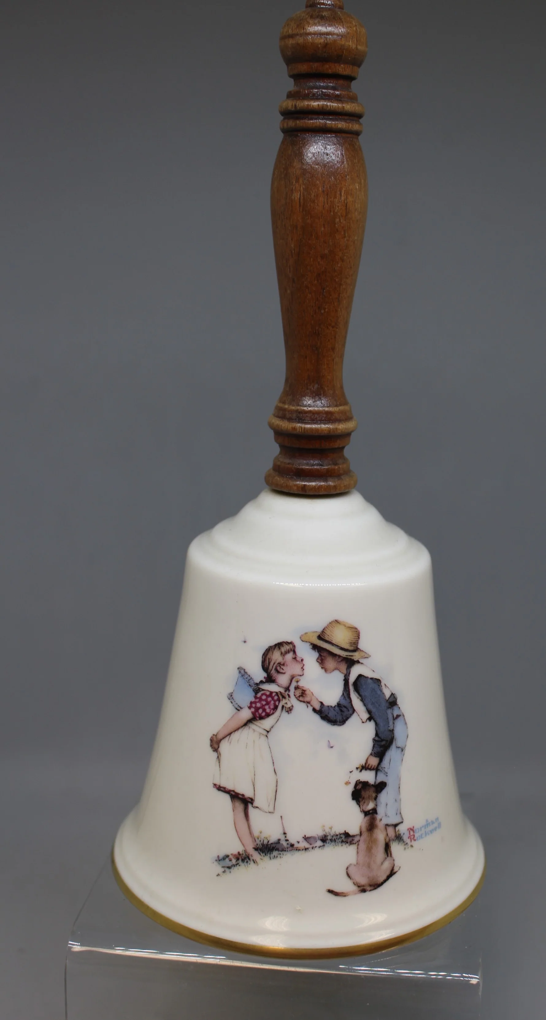 Norman Rockwell 9" "Beguiling Buttercup" Wooden Handle Bell - Gorham - 9" - Used - Image 4