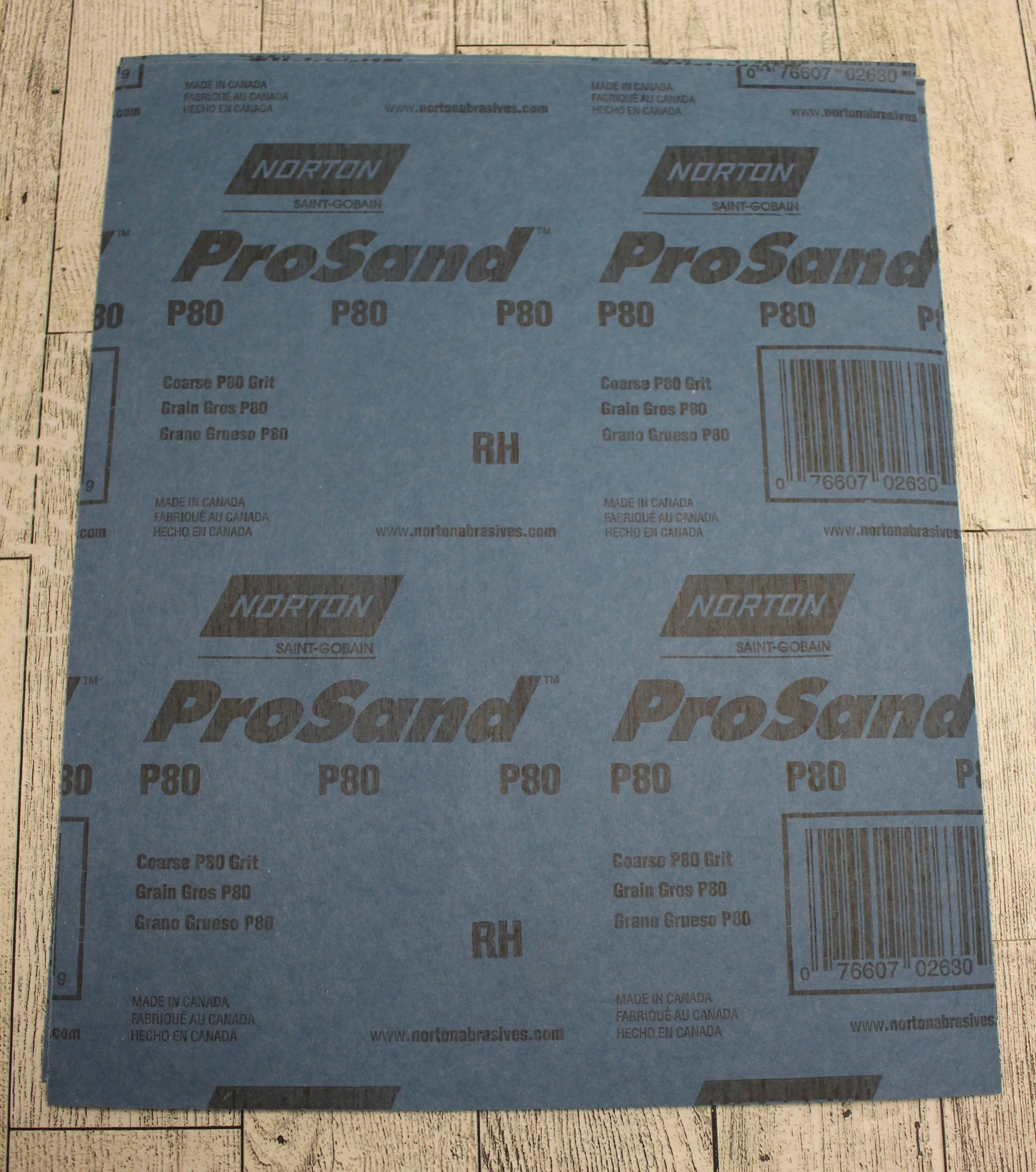 Norton ProSand 80 Grit Corse Sanding Sandpaper Sheets - 11" x 9" - Pack of 4 - Image 2