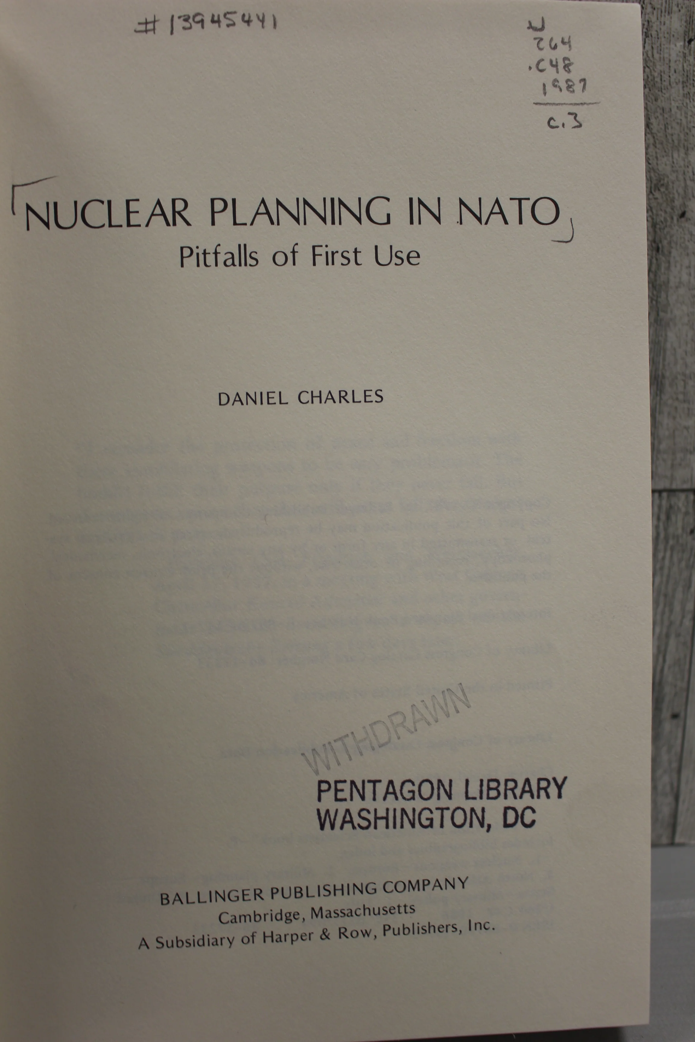 Nuclear Planning in Nato - Daniel Charles - Pitfalls of First Use - Image 3