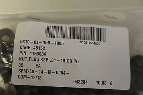 Nut, Self Locking, Extended Washer, Pkg 32 NSN 5310-01-155-1905, PN 115303A, NEW - Image 2