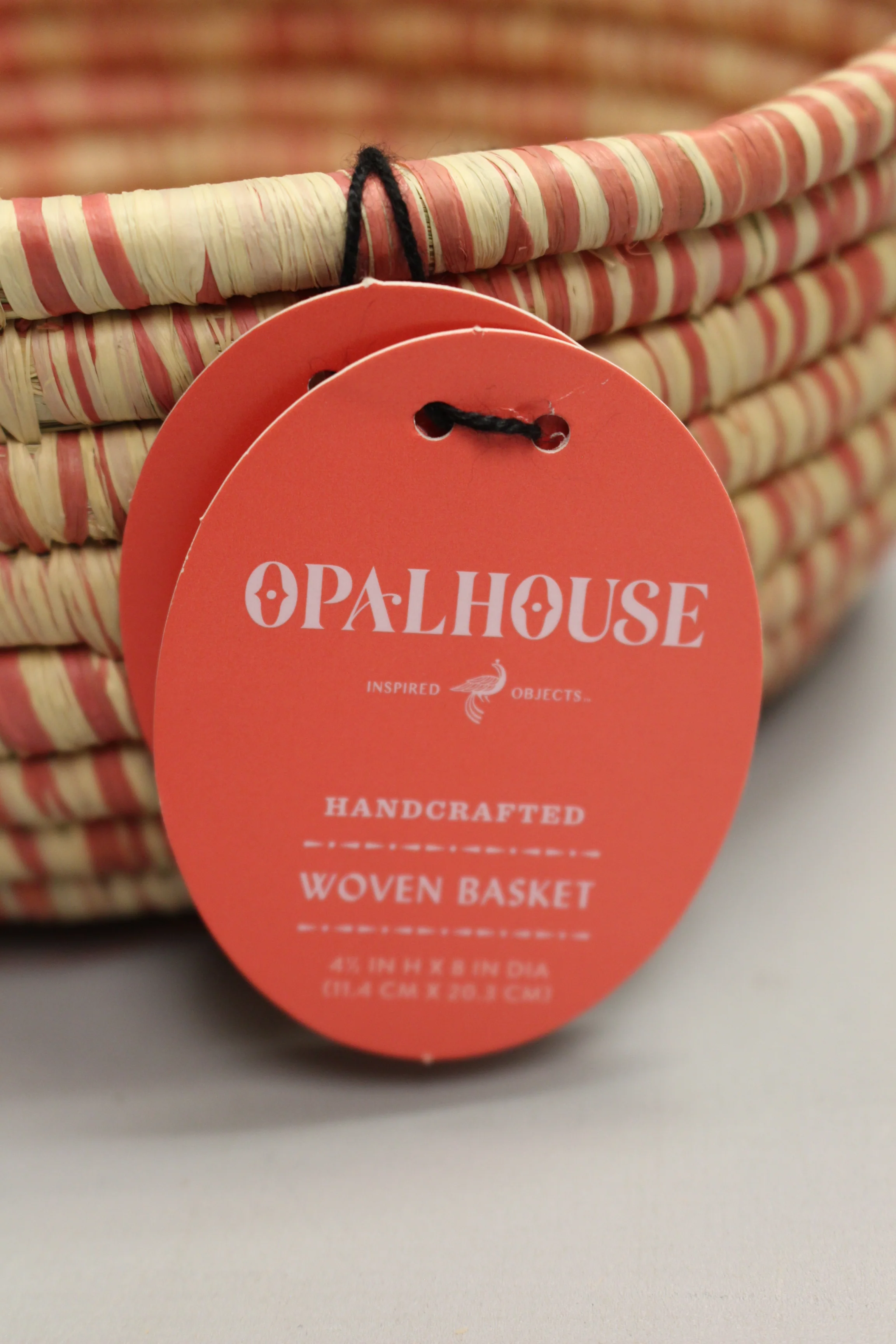 Opal House Woven Ruffia Basket Pink Basket, 8" x 4 1/2", New! - Image 3