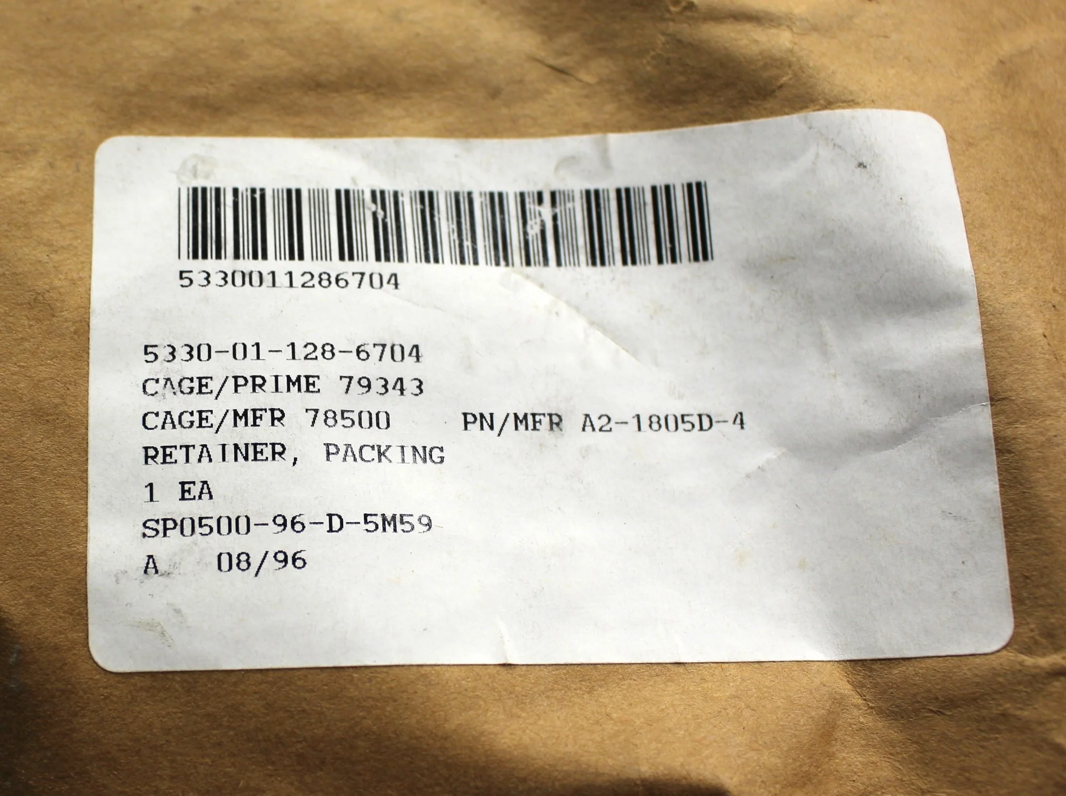 Packing Retainer - 5330-01-128-6704 - PN A2-1805D-4 - New - Image 2