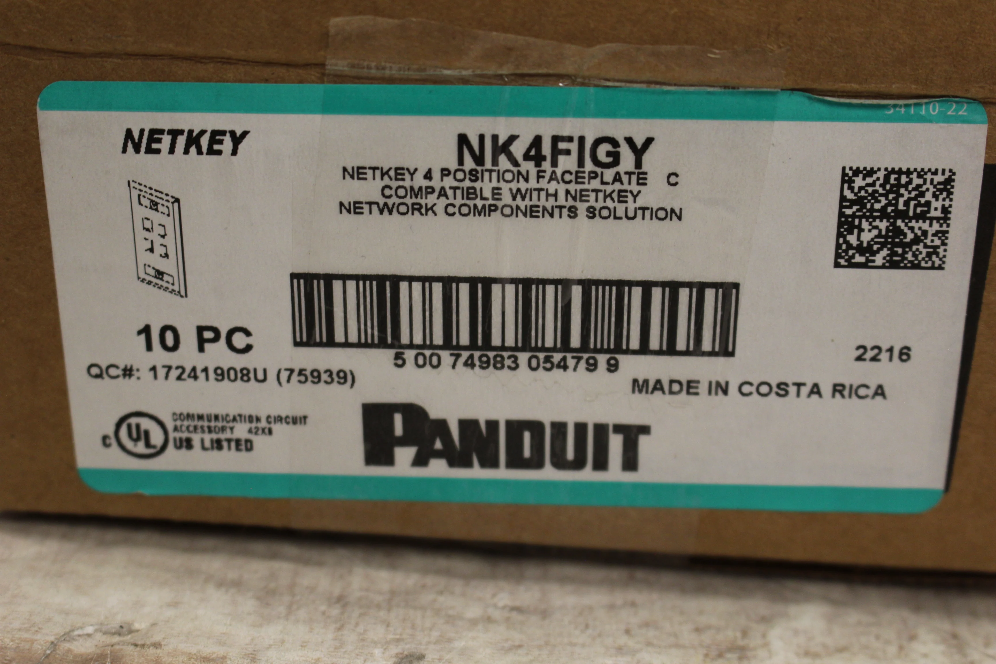 Panduit Netkey 4 Position Vertical Faceplate - NK4FIGY - 10 Pack - Gray - New - Image 3