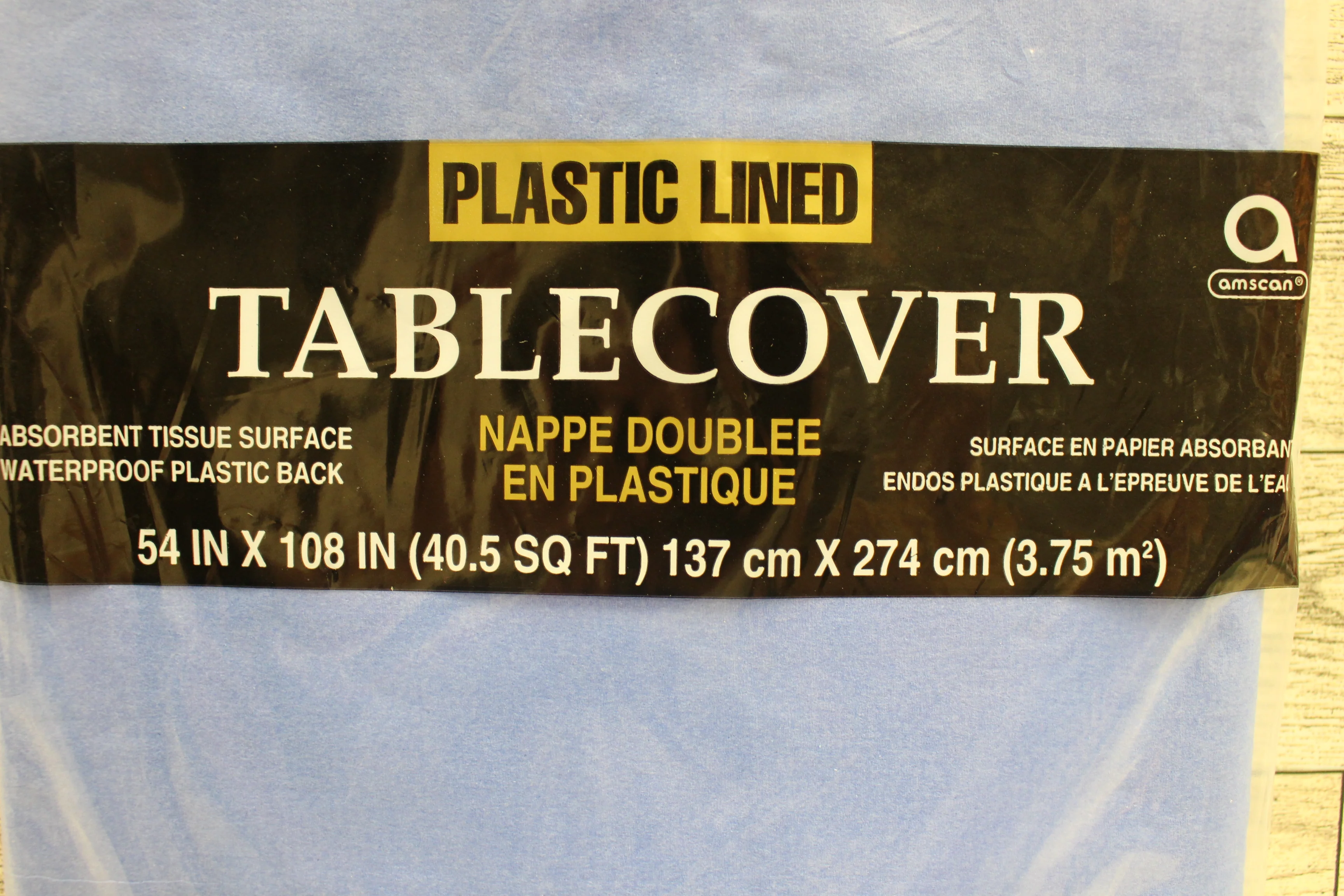 Plastic Lined Tablecover - Blue - 54" x 108" - Set of 2 - New - Image 3