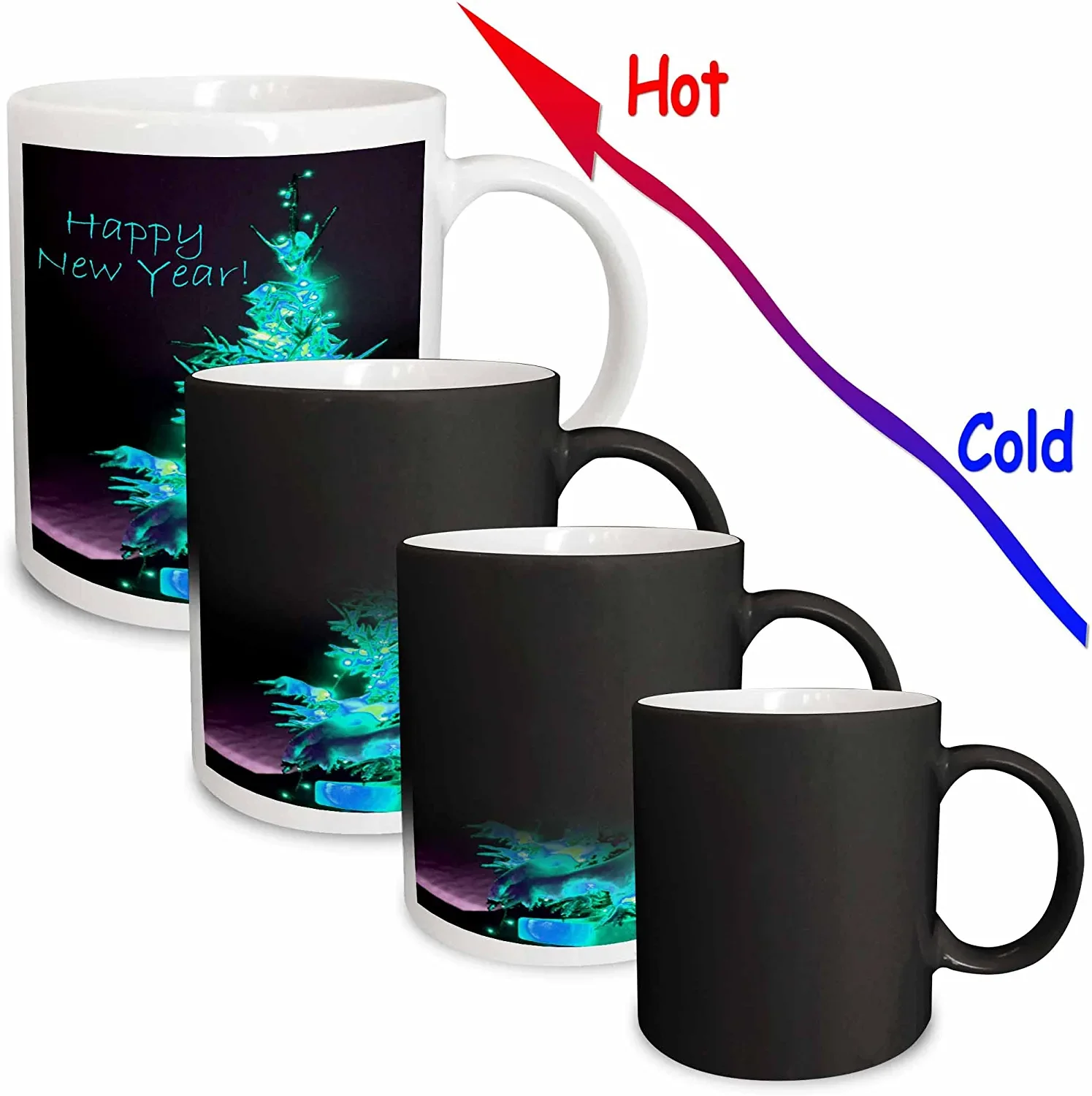 Pretty Christmas Tree Happy New Year Magic Transforming Mug - 11 oz - New - Image 2