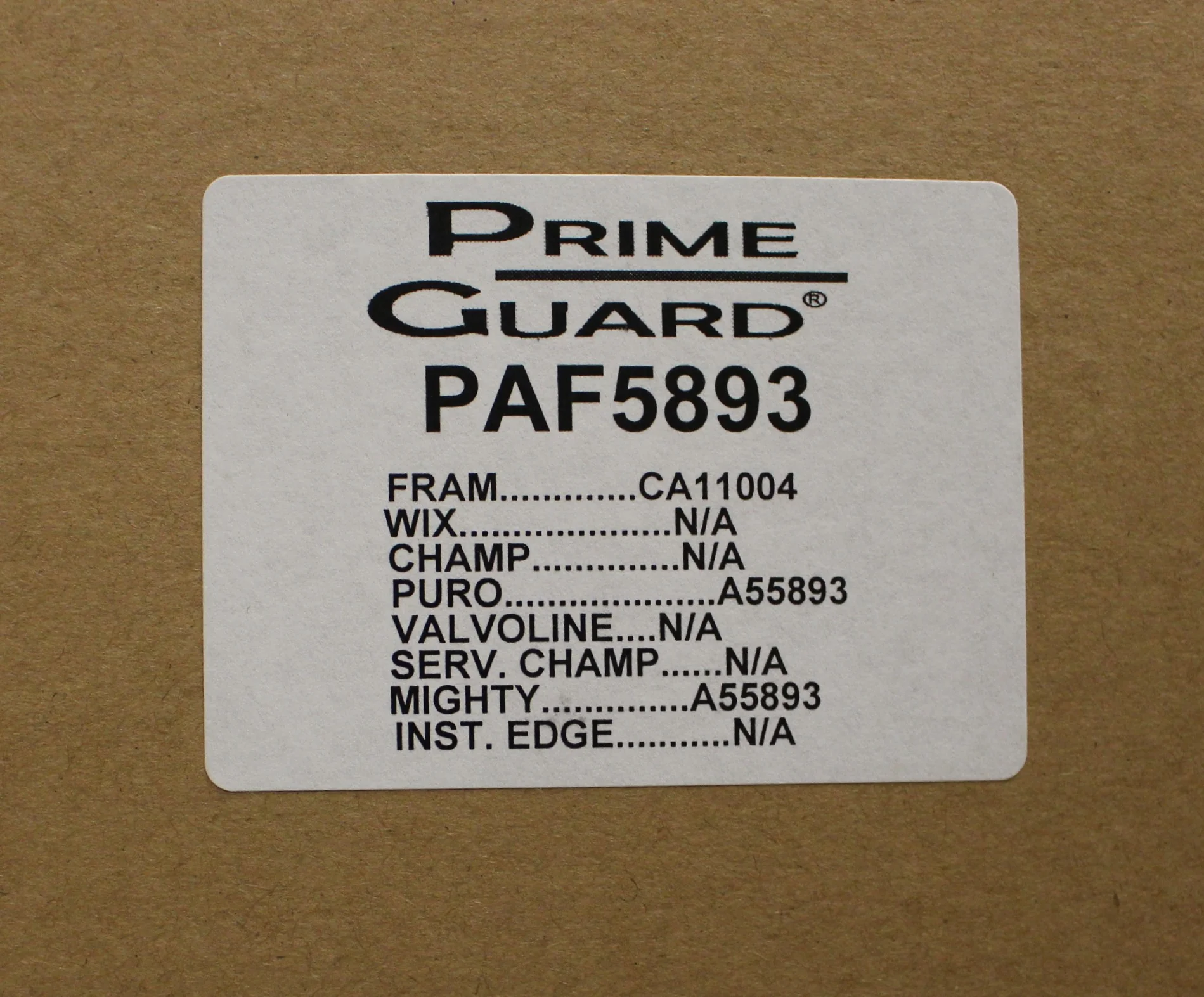 Prime Guard PAF5893 Air Filter, CA11004, A55893, New - Image 3