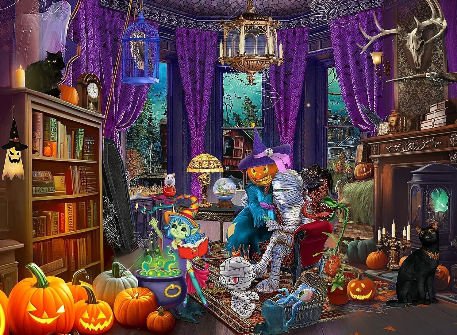 Pumpkin Ghost House Jigsaw Puzzle - 27" x 20" - 500 Pieces - New