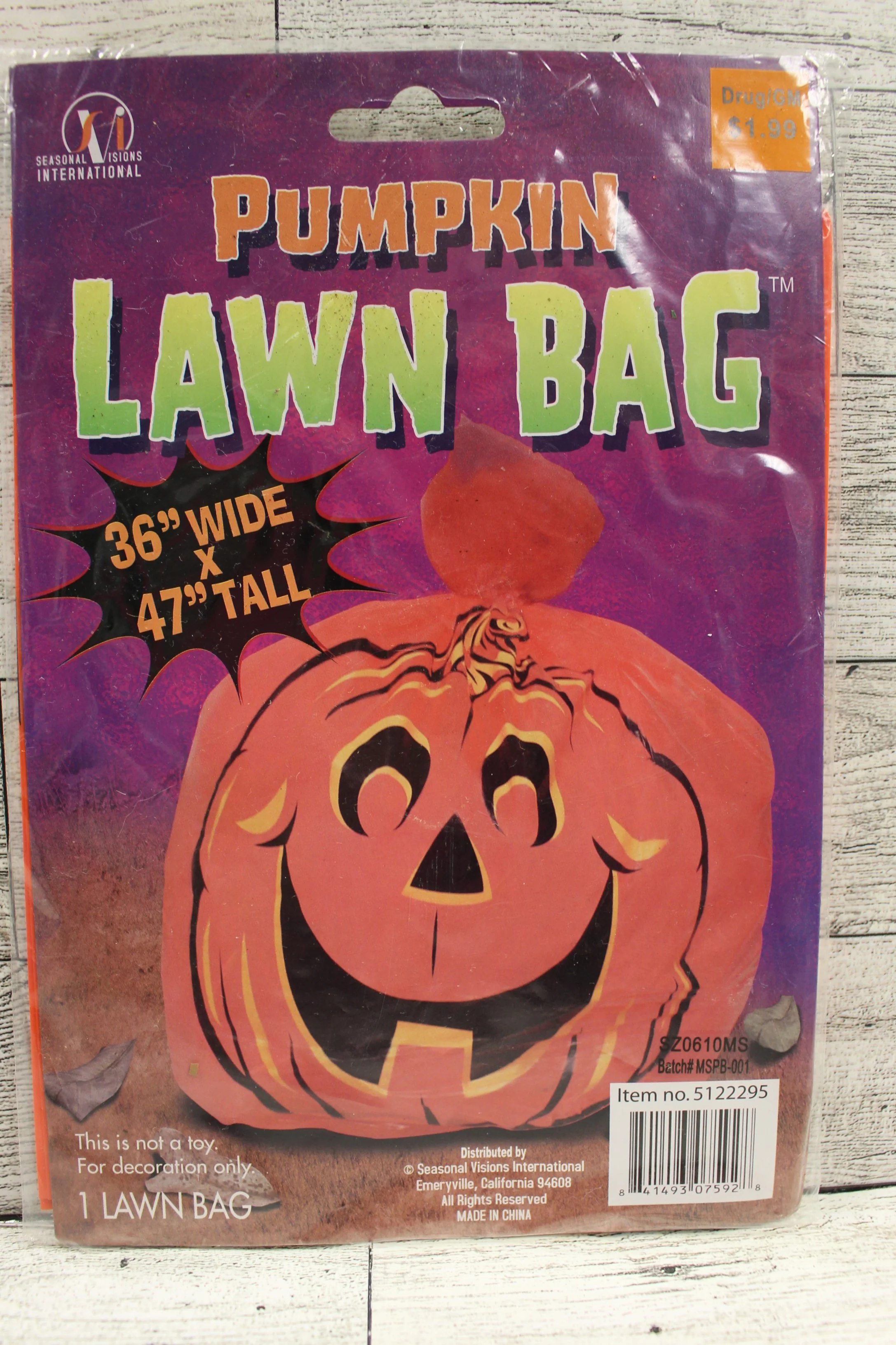 Pumpkin Lawn Bag - 36" x 47" - New