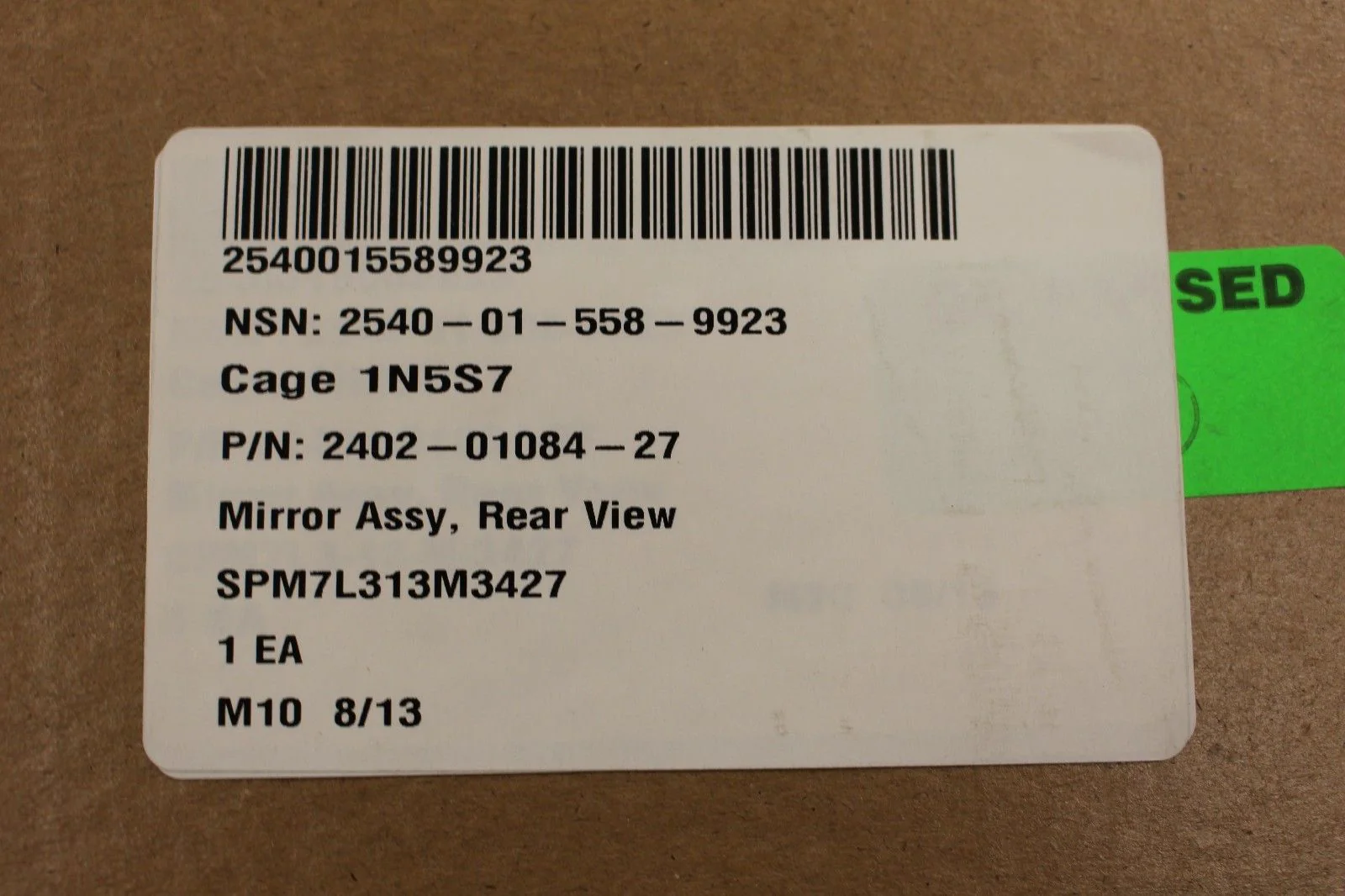 Rear View Mirror Assembly, NSN 2540-01-558-9923, P/N 2402-1084-27, NEW! - Image 3