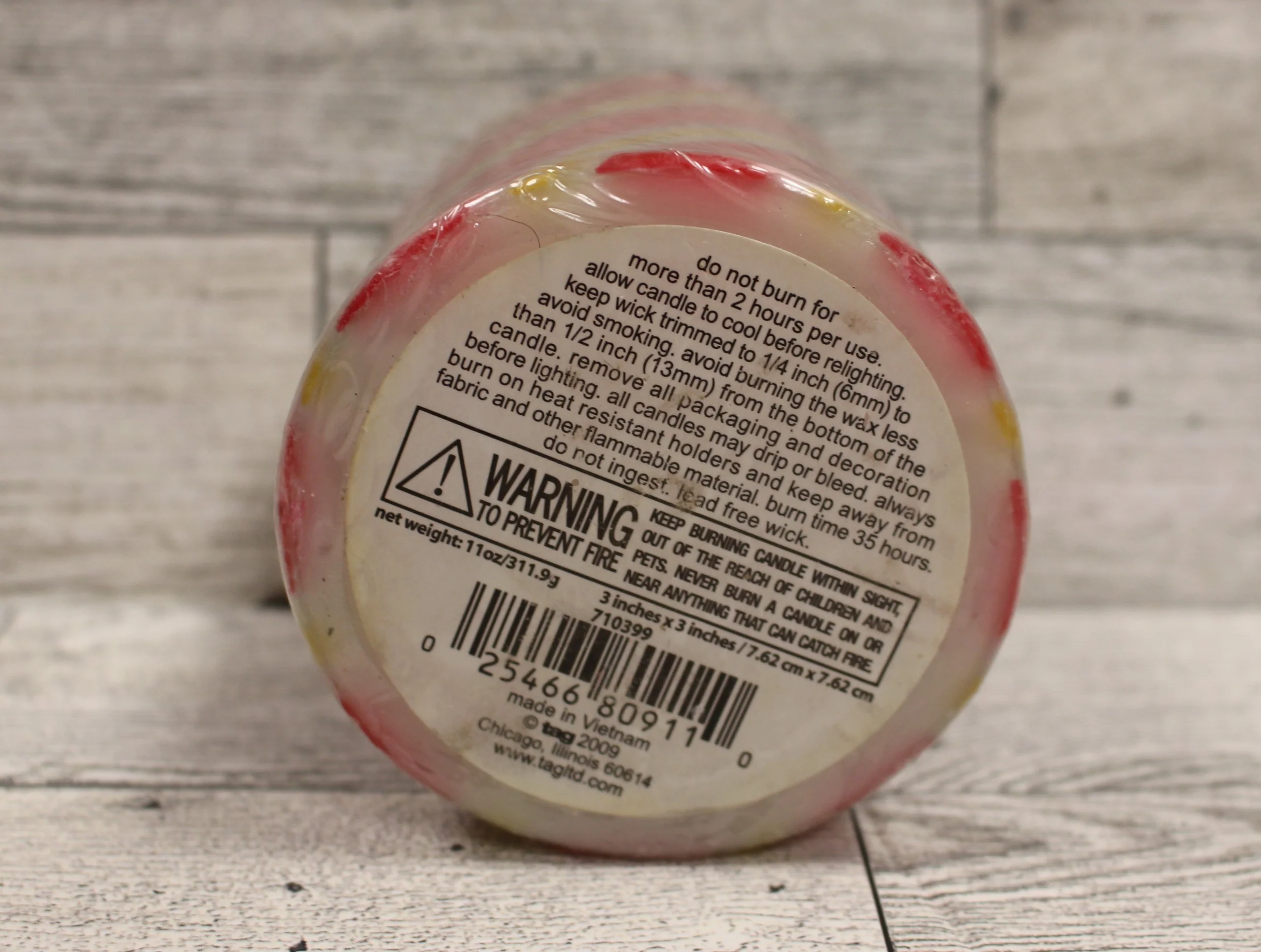 Red White Yellow Pillar Candle - 3 inch - New - Image 2