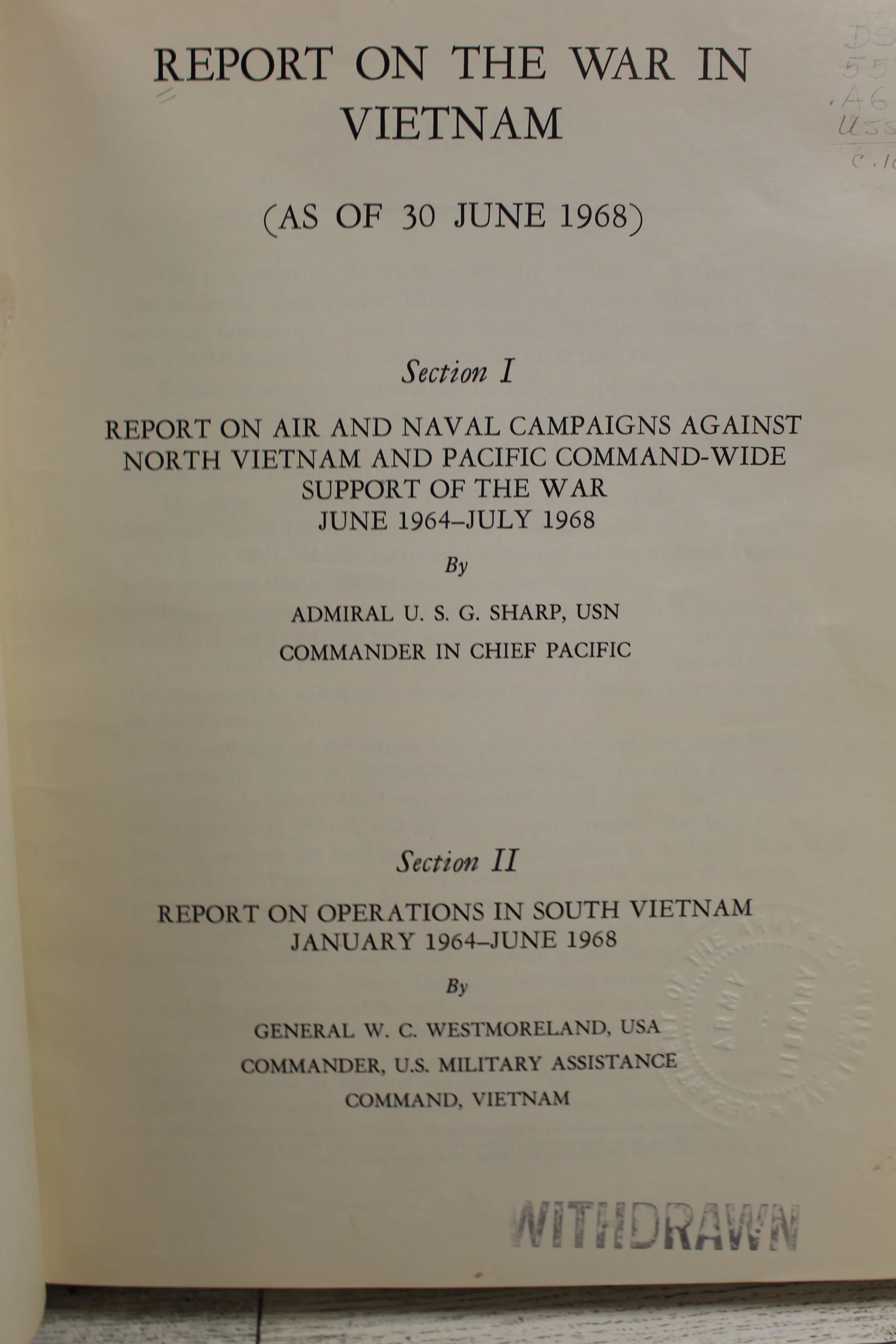 Report On The War In Vietnam - Admiral U.S.G. Sharp & Westmoreland - Black Cover - Image 3