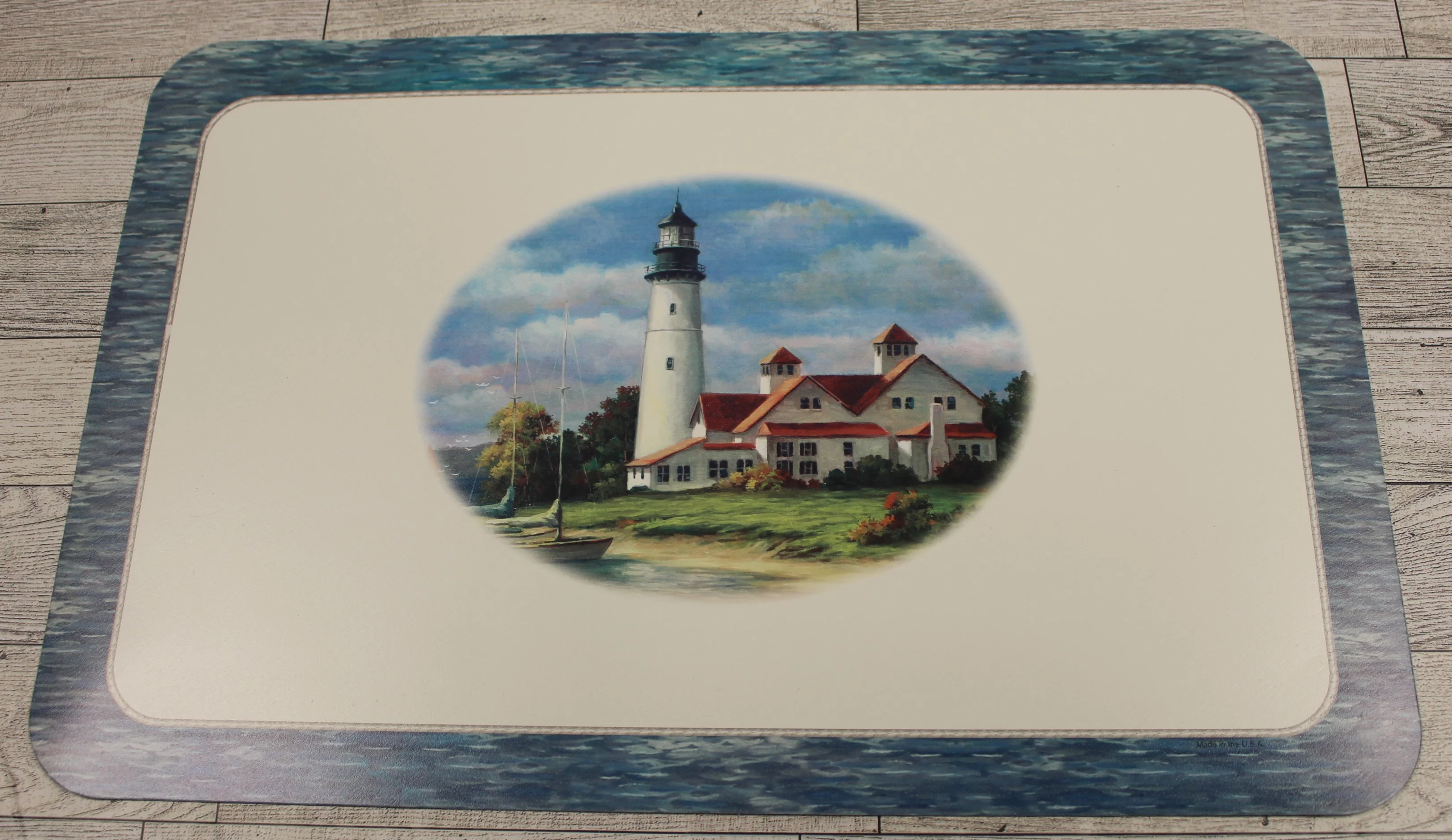 Reversible Lighthouse Beach Sailboat Scene Placemat - Used - Image 2