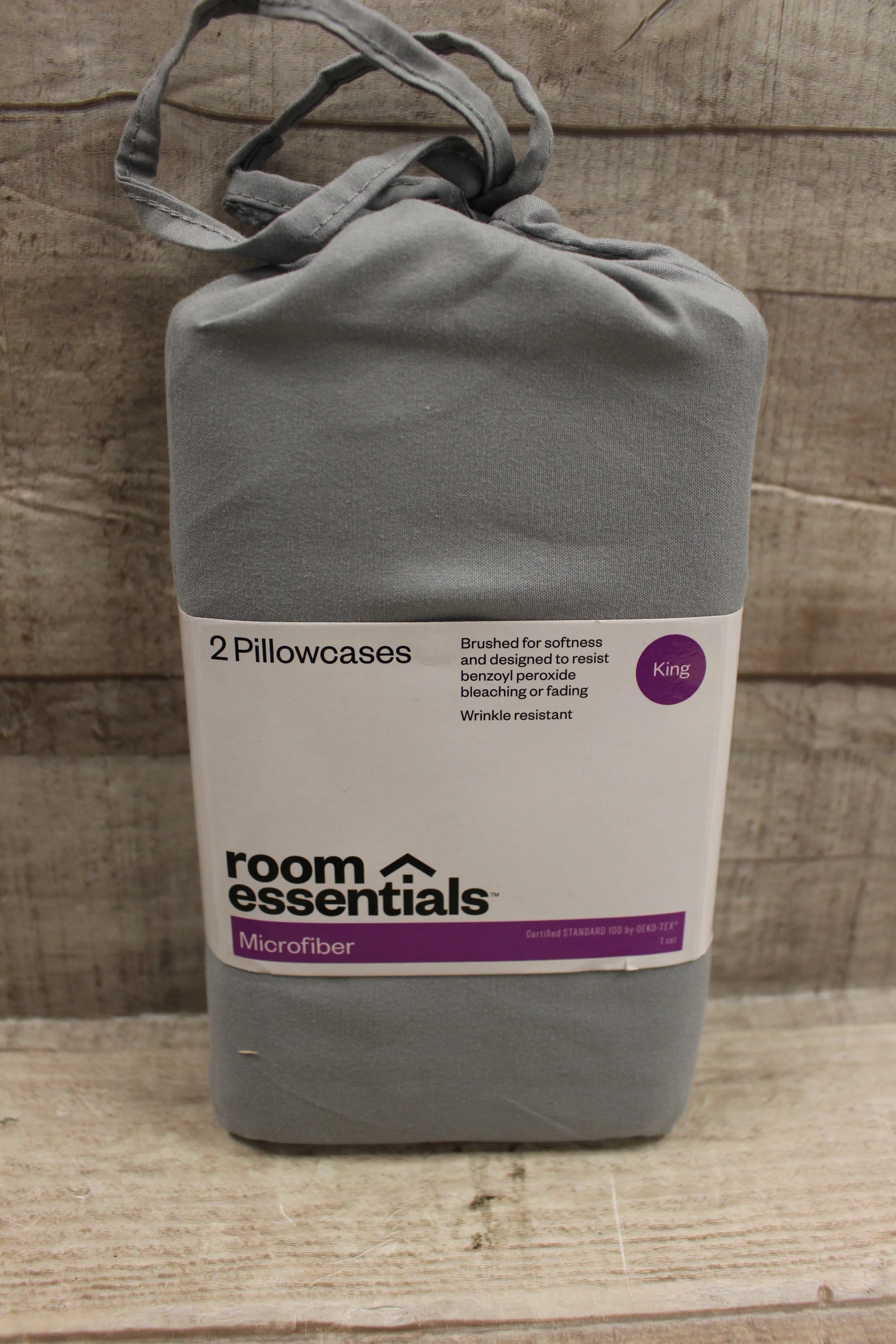 Room Essentials King Size 2-Pack Of Pillowcases -Grey -New