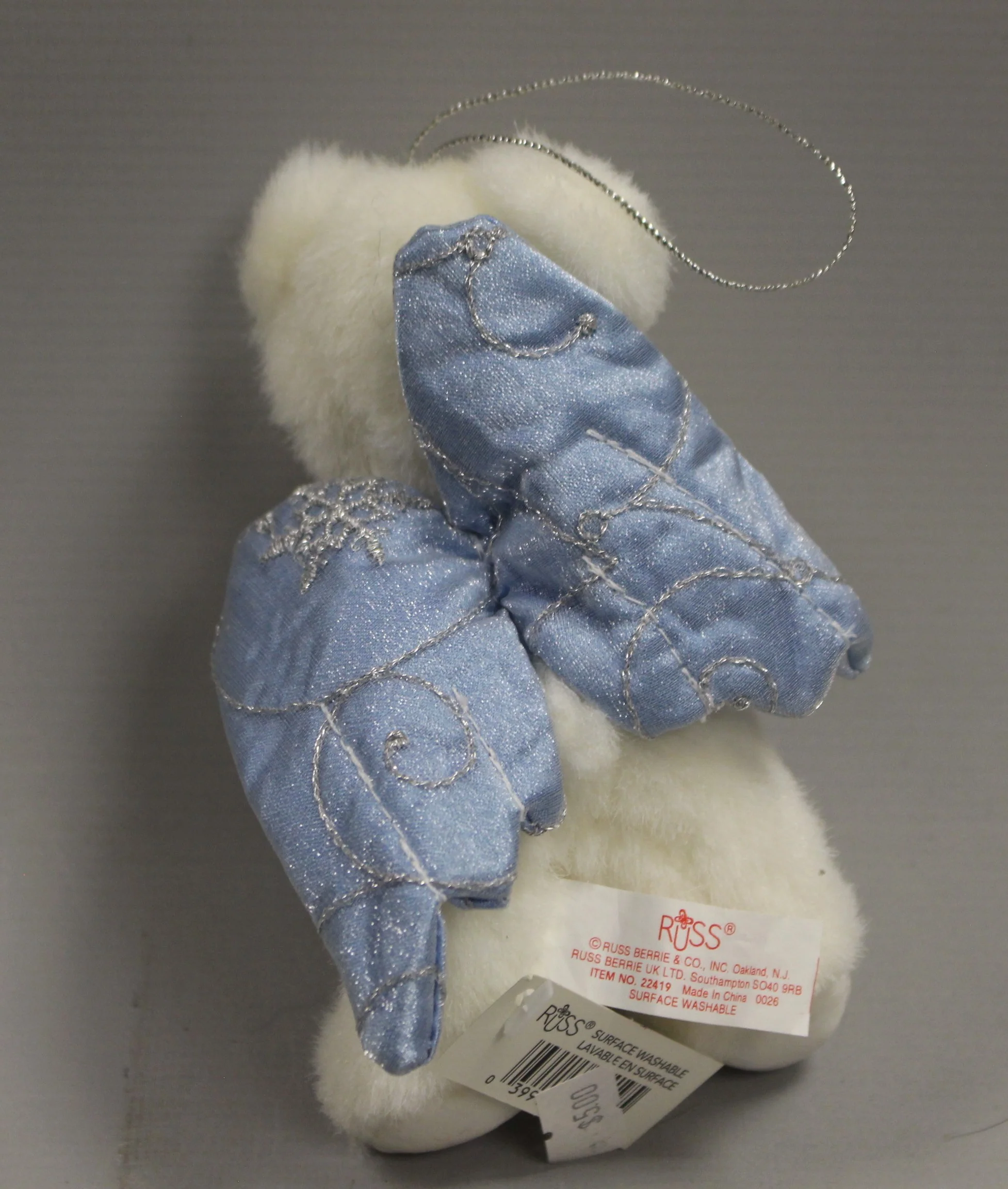 Russ Bear Angel with Heart Christmas Ornament- Plush - 6" Tall - Used - Image 2
