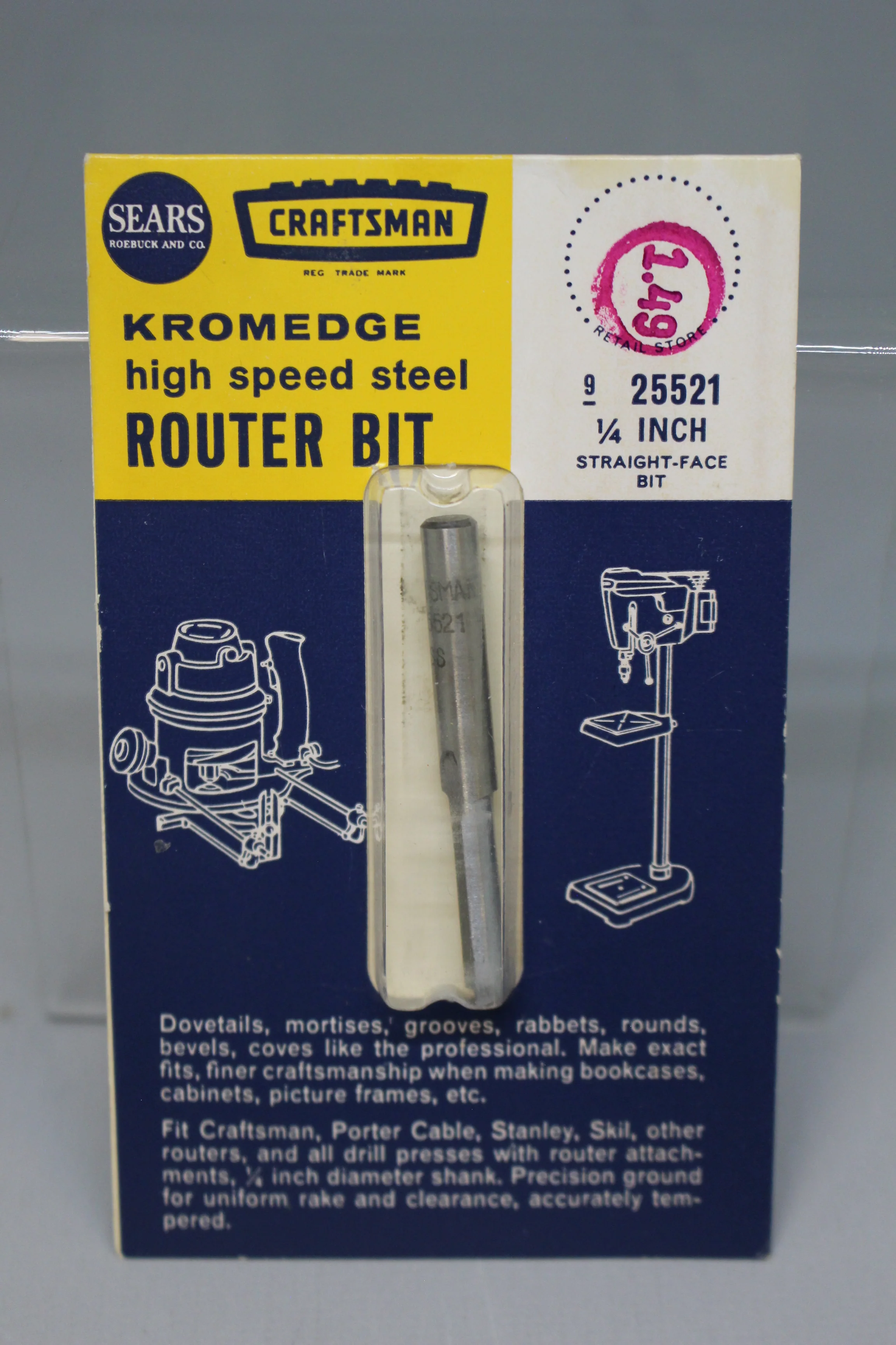 Sears Craftsman Kromedge High Speed Steel Router Bit - 1/4" - 925521 - New