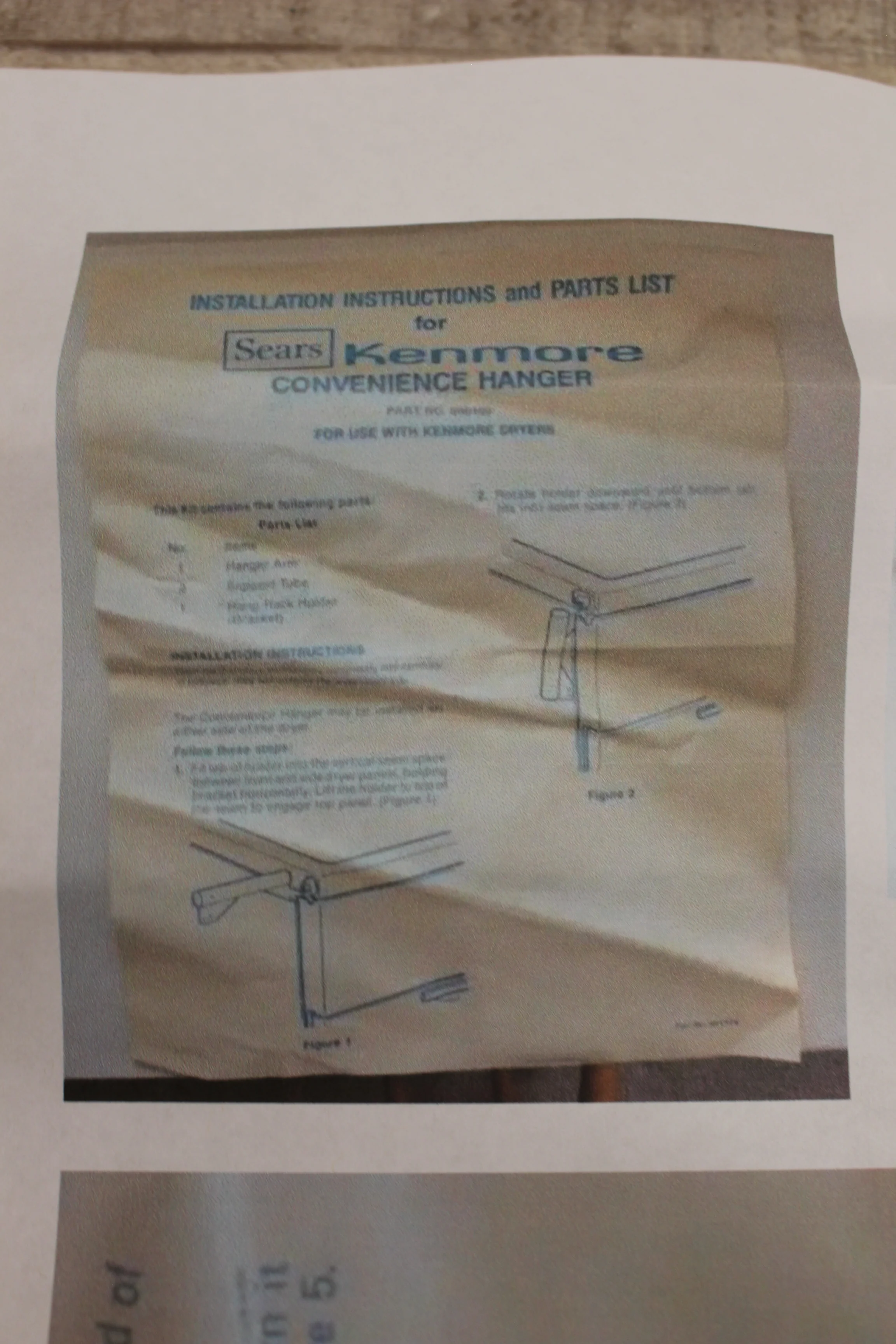 Sears Kenmore Convenience Hanger For Use With Kenmore Dryers -New - Image 2