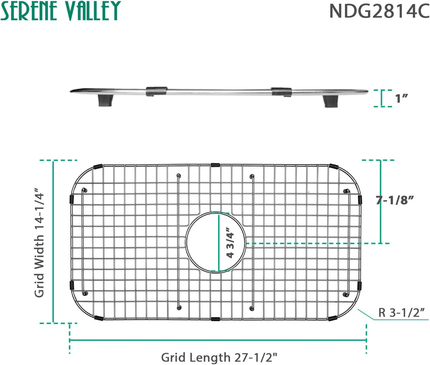 Serene Valley Sink Bottom Grid - 27-1/2" x 14-1/4" - Center Drain - New - Image 4
