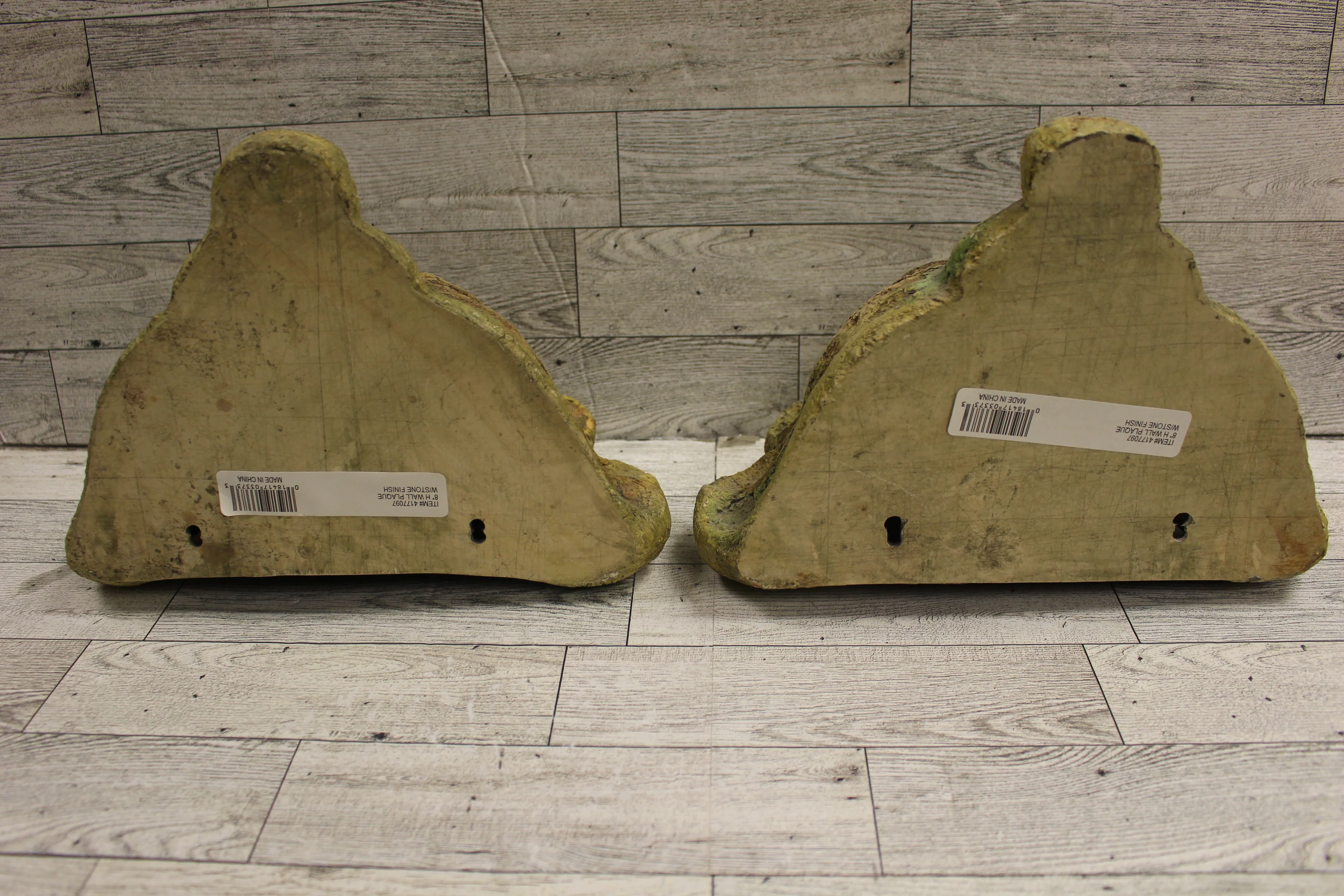 Set of 2 Wall Plaque with Stone Finish - 8" - New - Image 3