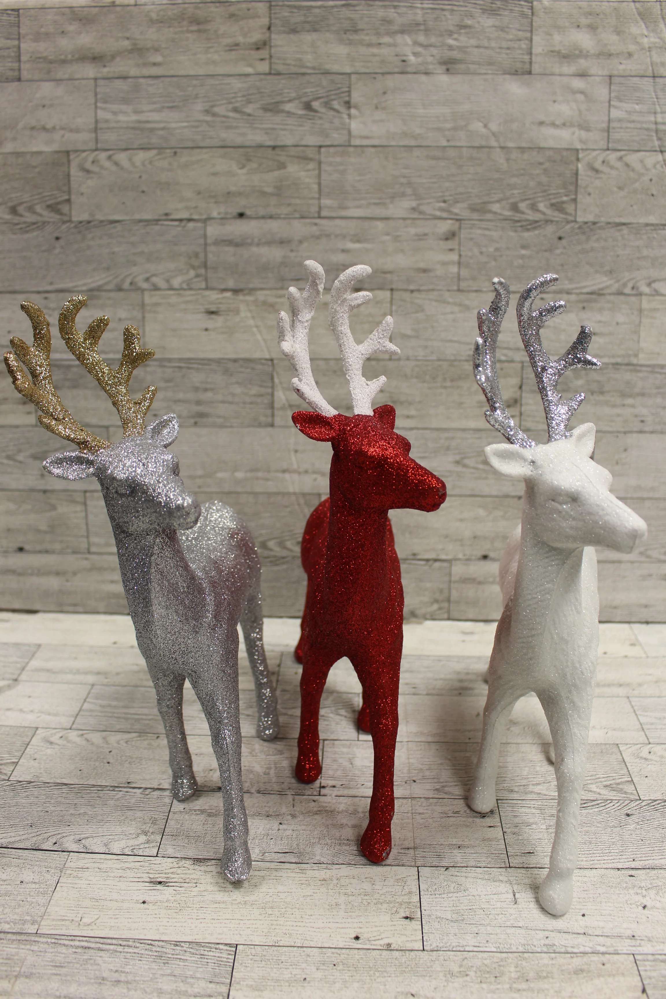 Set of 3 Christmas Reindeer - Red/Silver/White - Used - Image 2