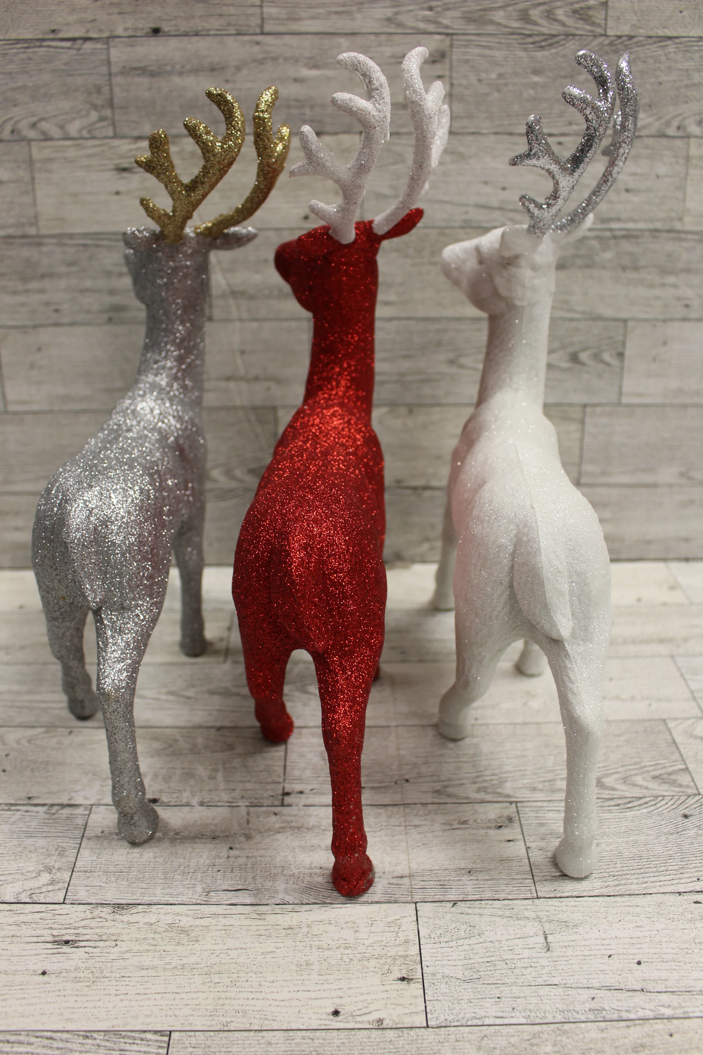 Set of 3 Christmas Reindeer - Red/Silver/White - Used - Image 3
