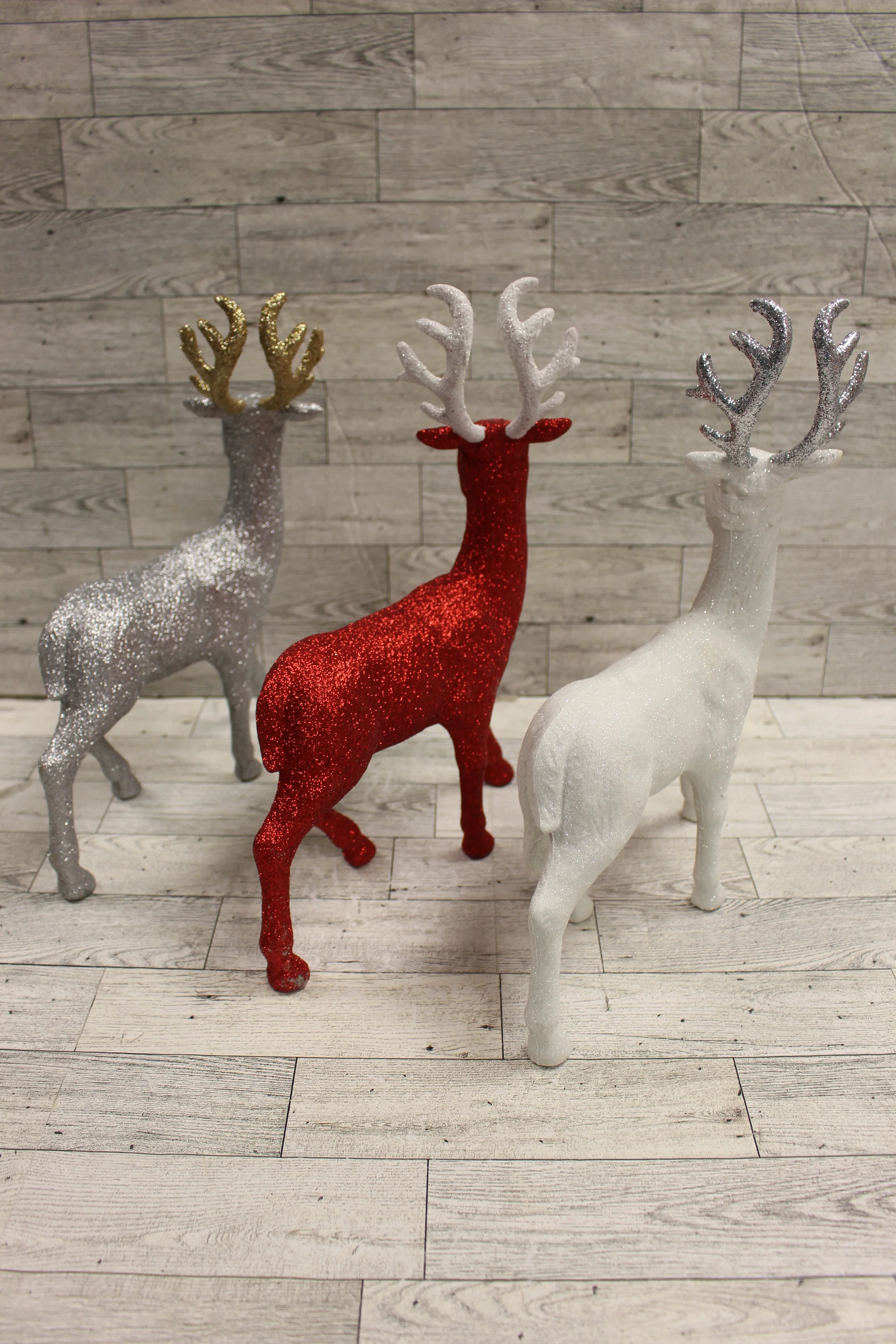 Set of 3 Christmas Reindeer - Red/Silver/White - Used - Image 4
