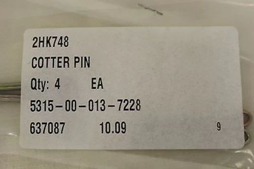 Set of 4 Cotter Pins, 2HK748, 137228, 105727, 5315-00-013-7228, New - Image 2