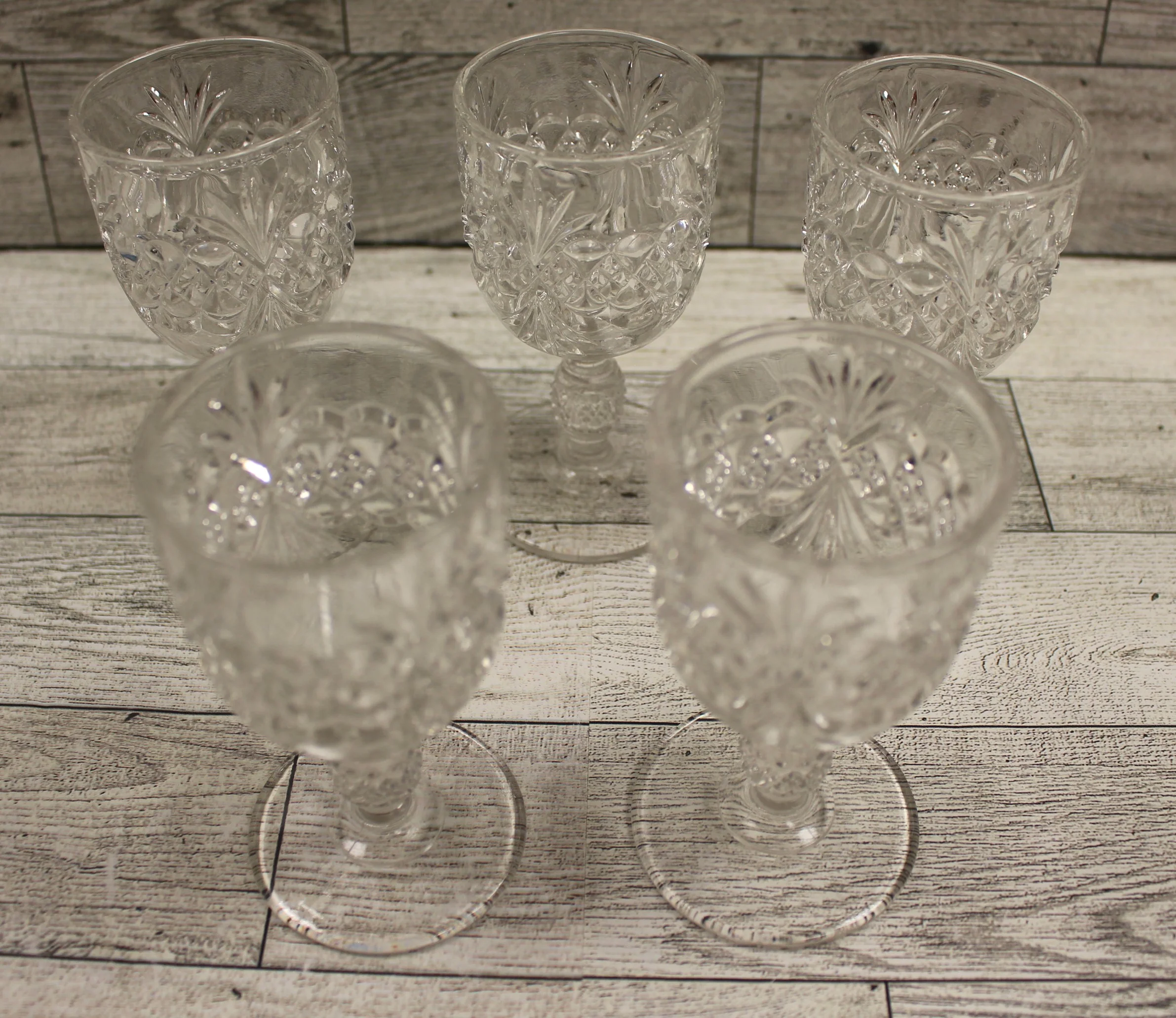 Set of 5 Pressed Clear Stem Glass Cordial Aperitif Sherry Gobblets - Used - Image 2