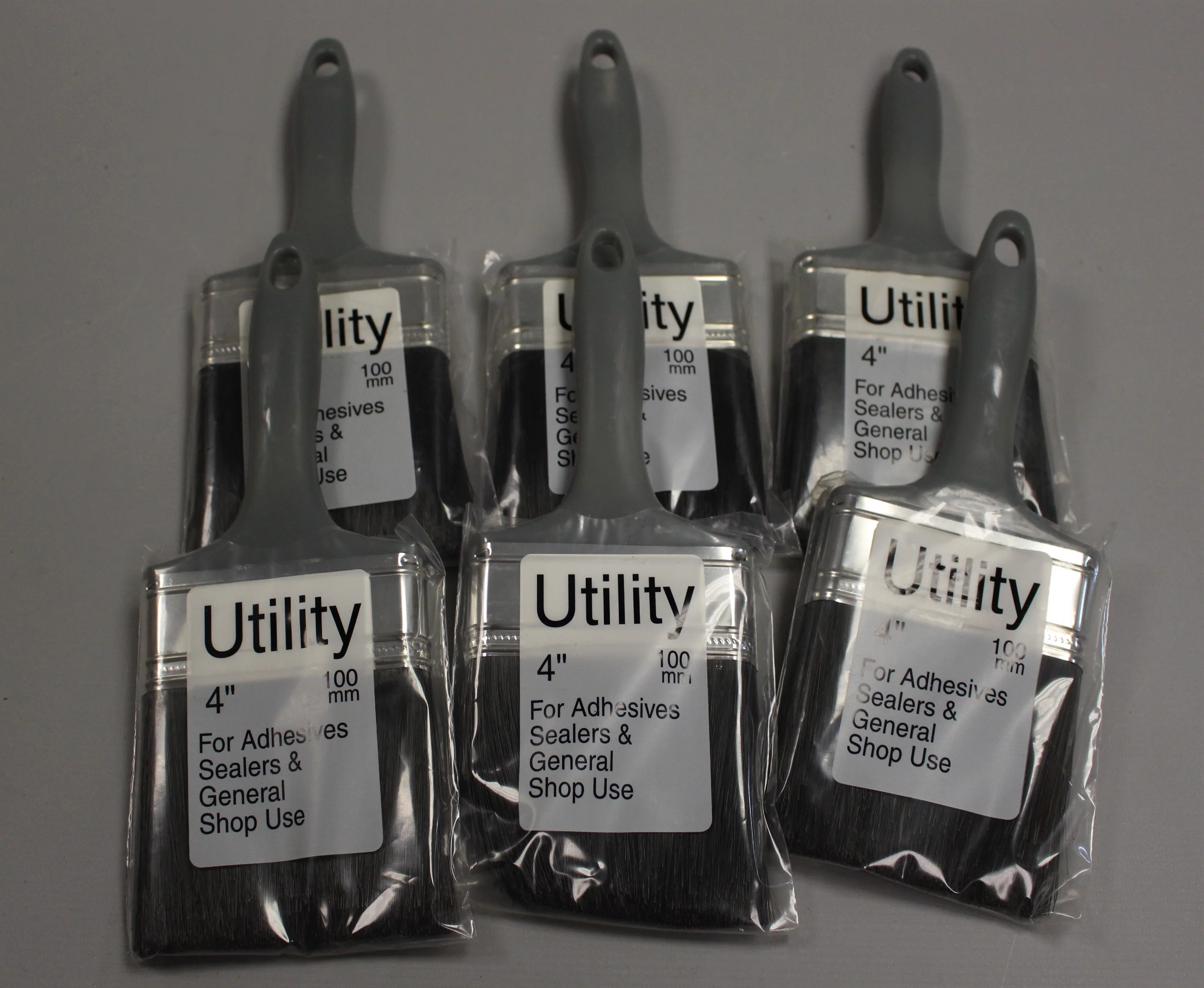 Set of Six 4" Utility Brush - 100mm - New