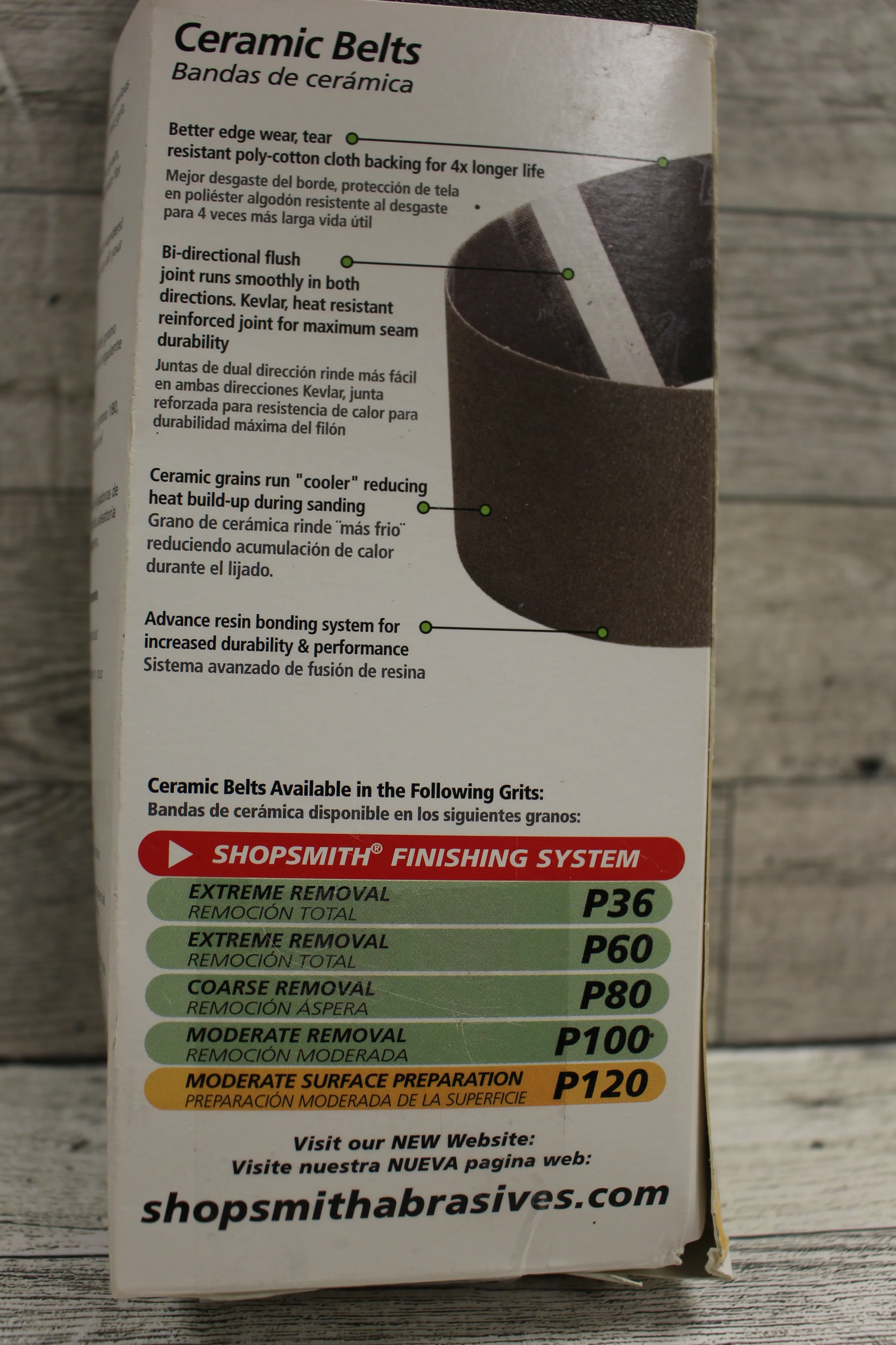 Shop Smith P120 Ceramic Belt - 12125 - 3" x 21" - Moderate Surface Prep -4 Belts - Image 3