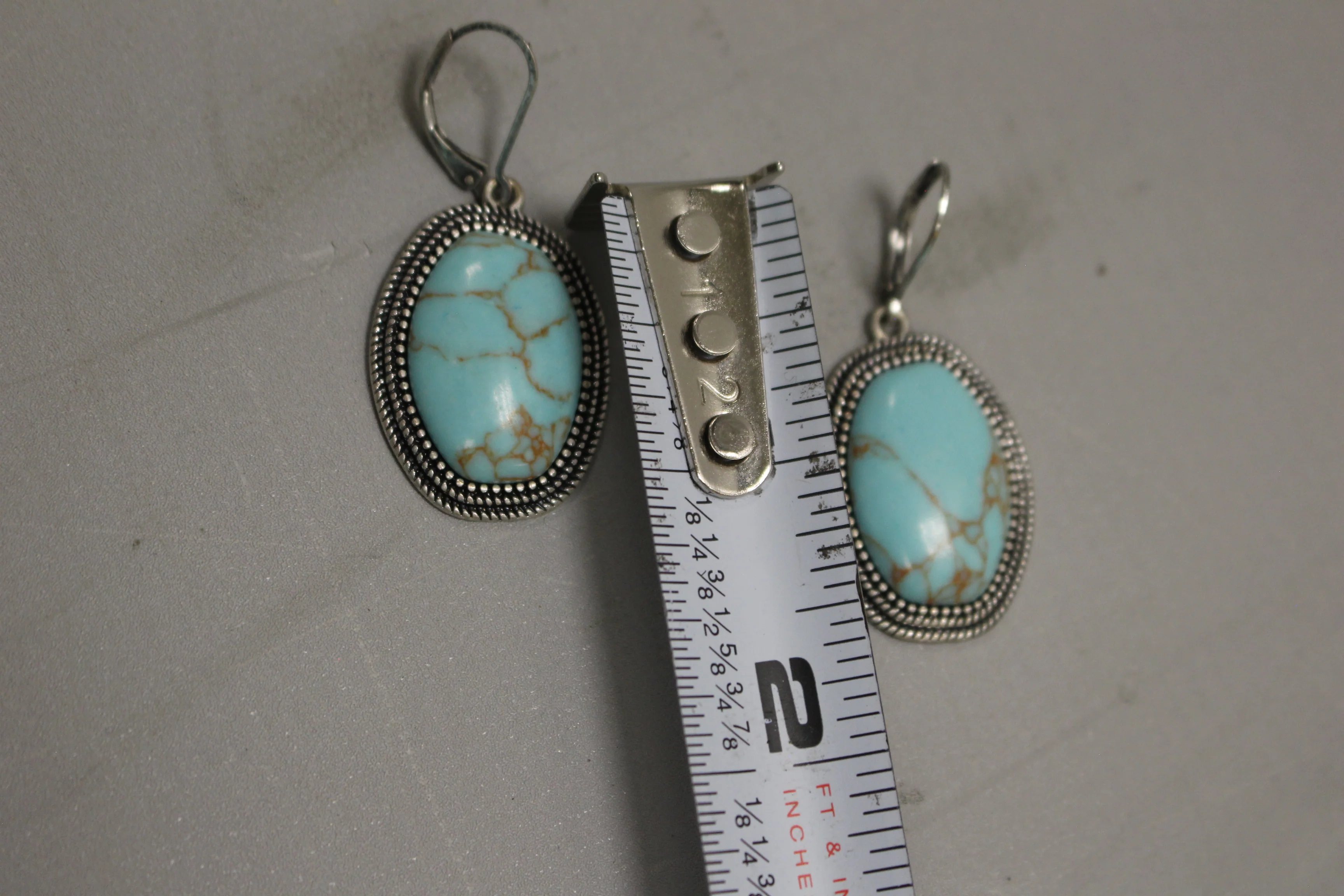Silver-Tone Faux Turquoise Necklace, Bracelet, and Earrings Set - Used - Image 9
