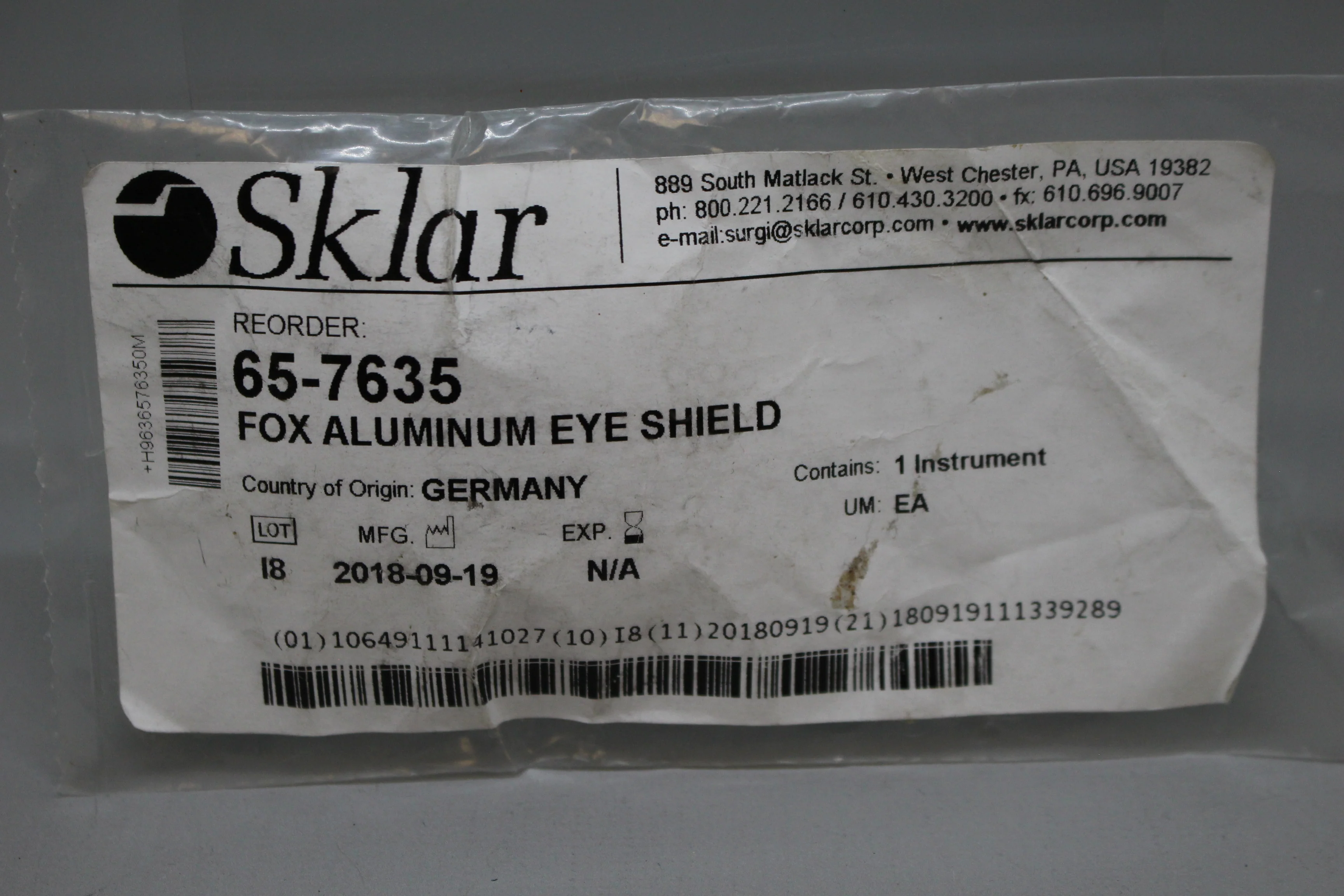 Sklar 65-7635 Fox Aluminum Eye Shield -New - Image 2
