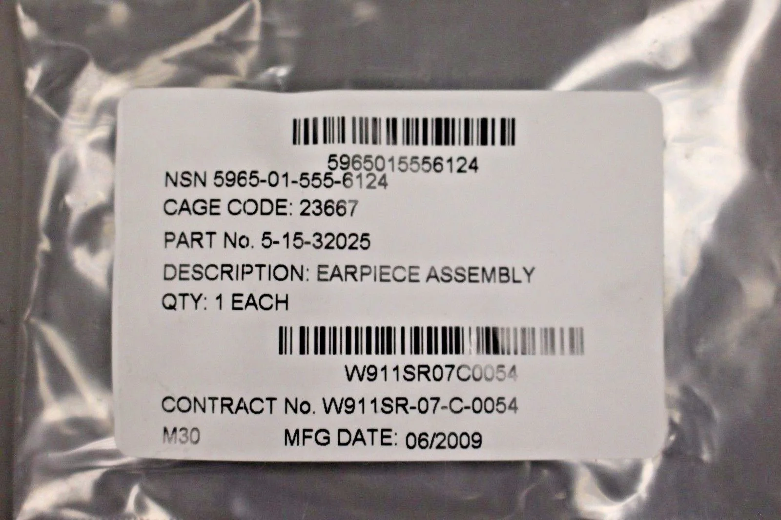 Smiths Detection Earpiece Assembly, NSN: 5965-01-555-6124, P/N: 5-15-32025, New - Image 3