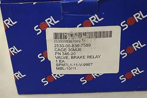 Sorl Air Pressure Brake Relay Valve - NSN: 2530-00-836-7589 - P/N: 346-20 - New - Image 2