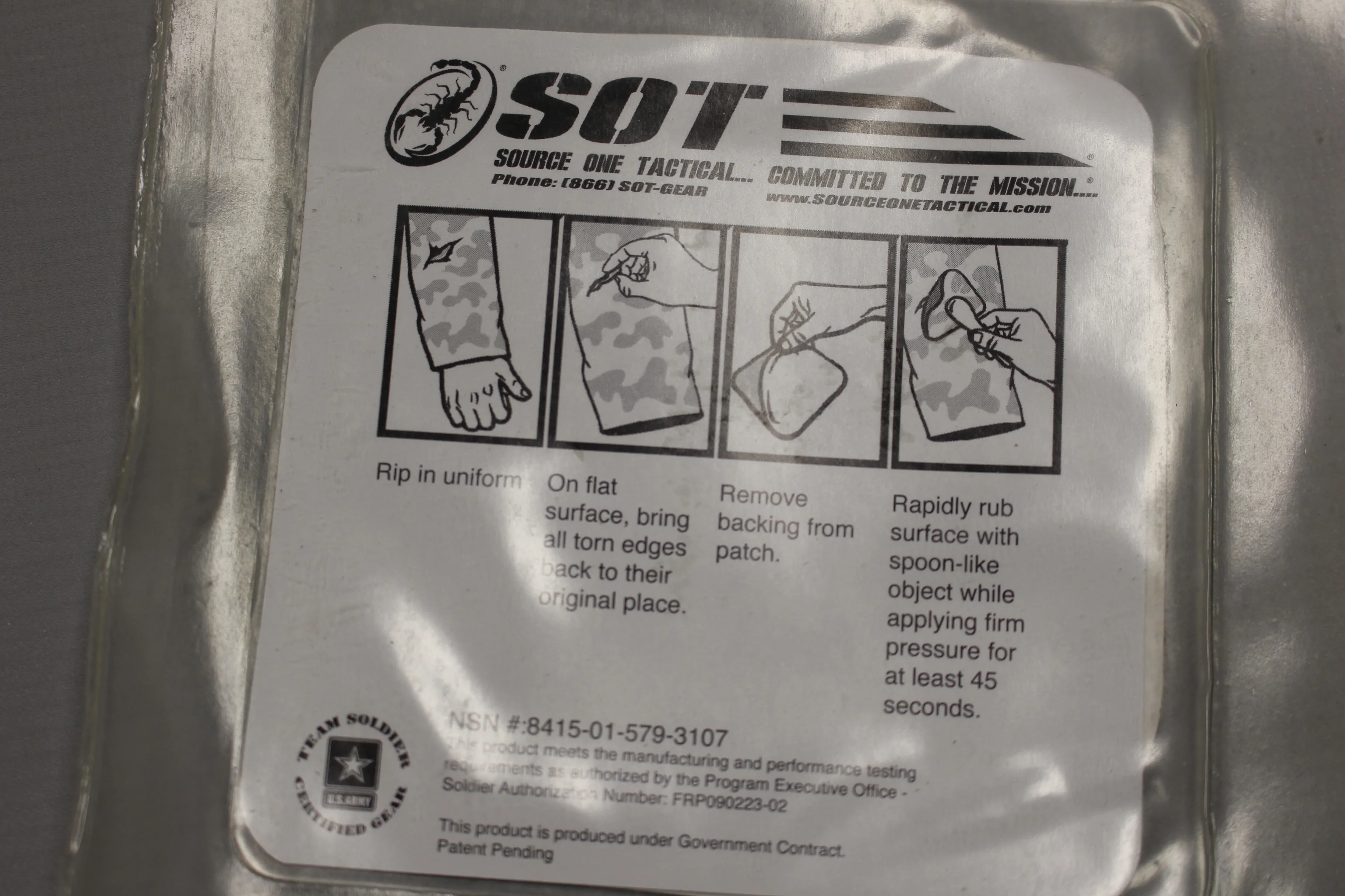 SOT Flame Resistant ACU Repair Patch - 4" x 4" - 8415-01-579-3107 - New - Image 2