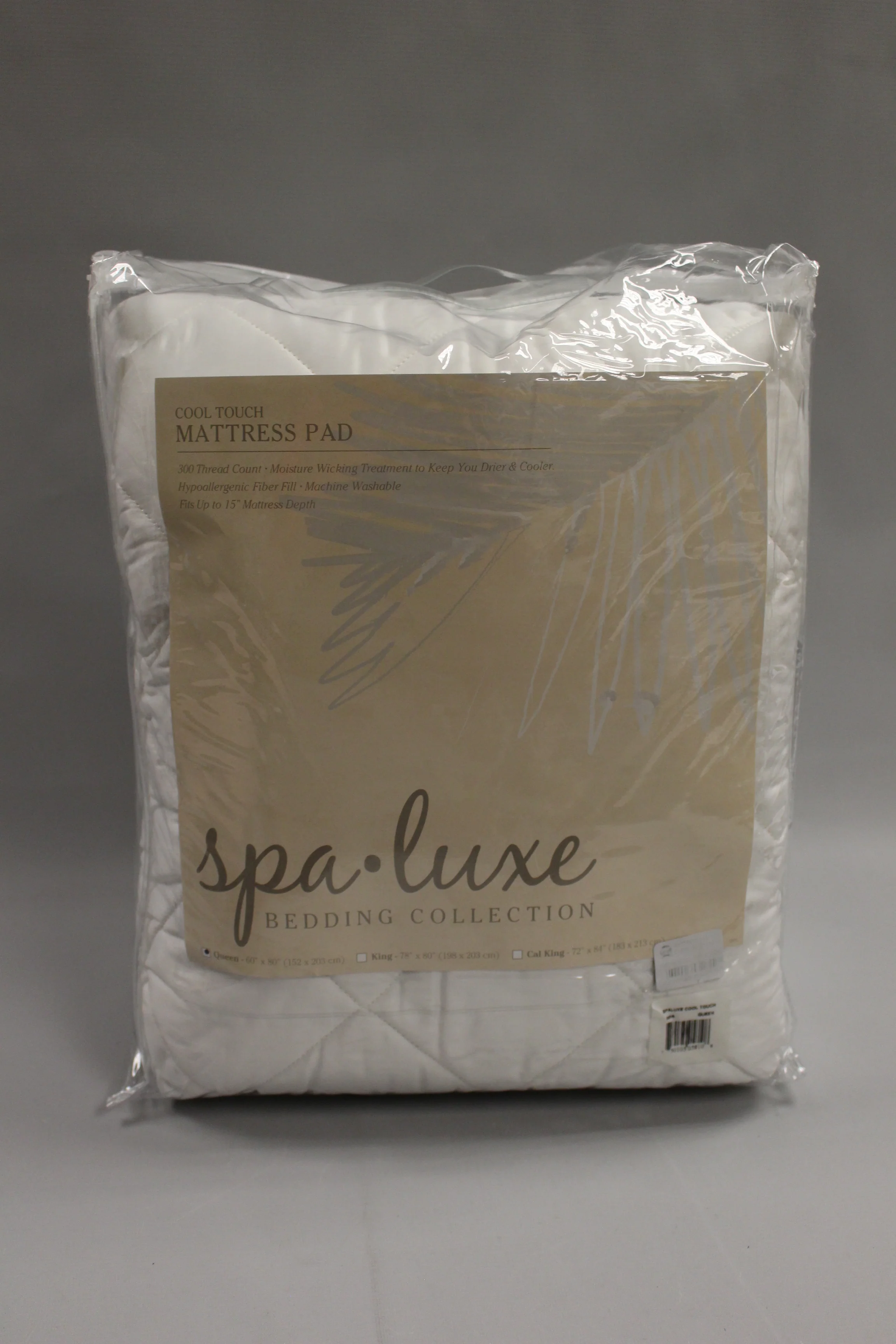 Spa Luxe Cool Touch Moisture Wicking Mattress Pad - Queen - White - New