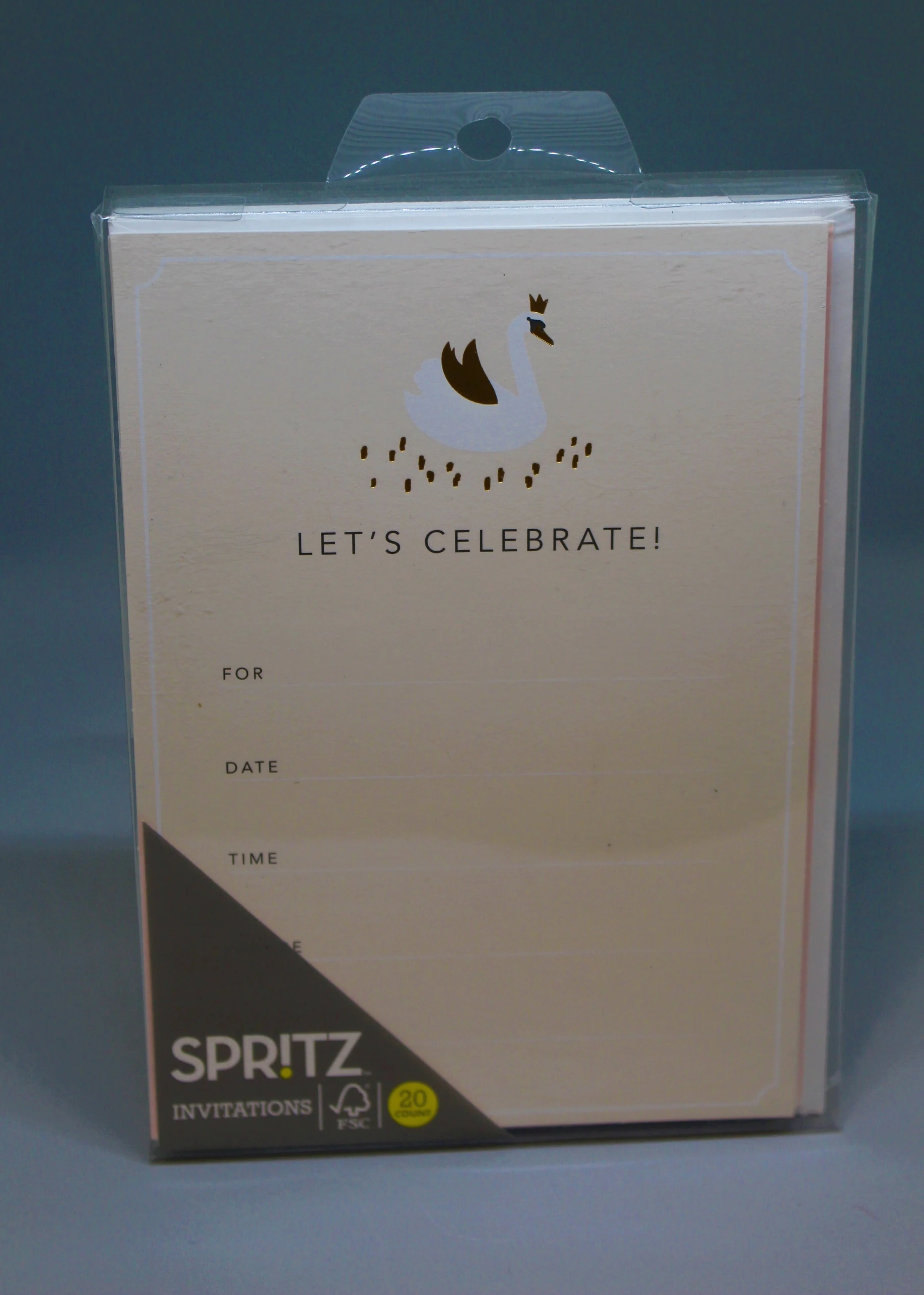 Spritz Let's Celebrate Invitation Cards - White Swan - 20 Pack - New